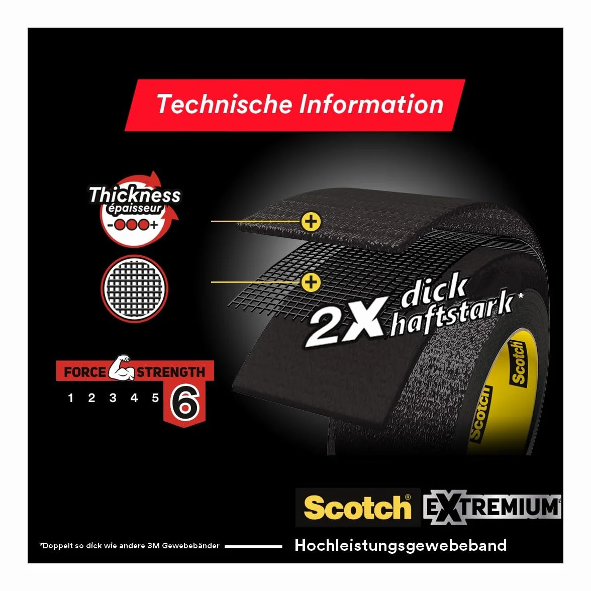 Scotch Ruban adhésif de réparation pour plastiques 25 m x 48 mm noir