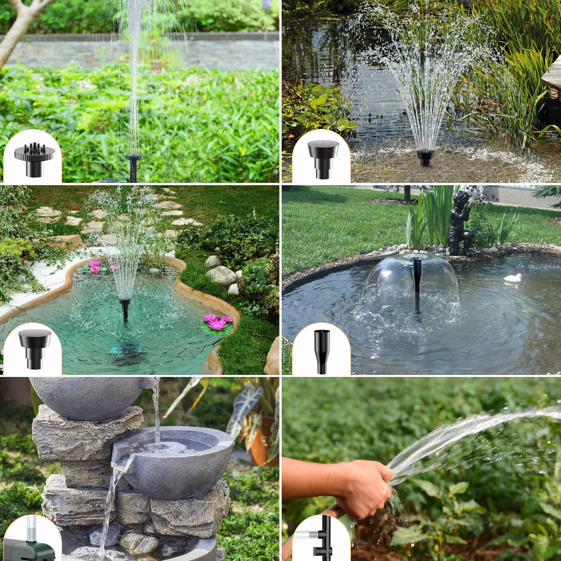 Fontaine solaire d'extérieur 20 W 875 l/h pompe bassin jardin 5-10 ㎡ silencieuse