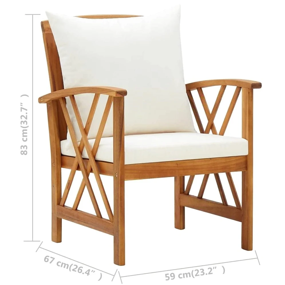 vidaXL 2X Bois d'Acacia Massif Chaises de Jardin avec Coussins Fauteuils de Patio Fauteuils de Jardin Chaises de Terrasse Extérieur Arrière-Cour