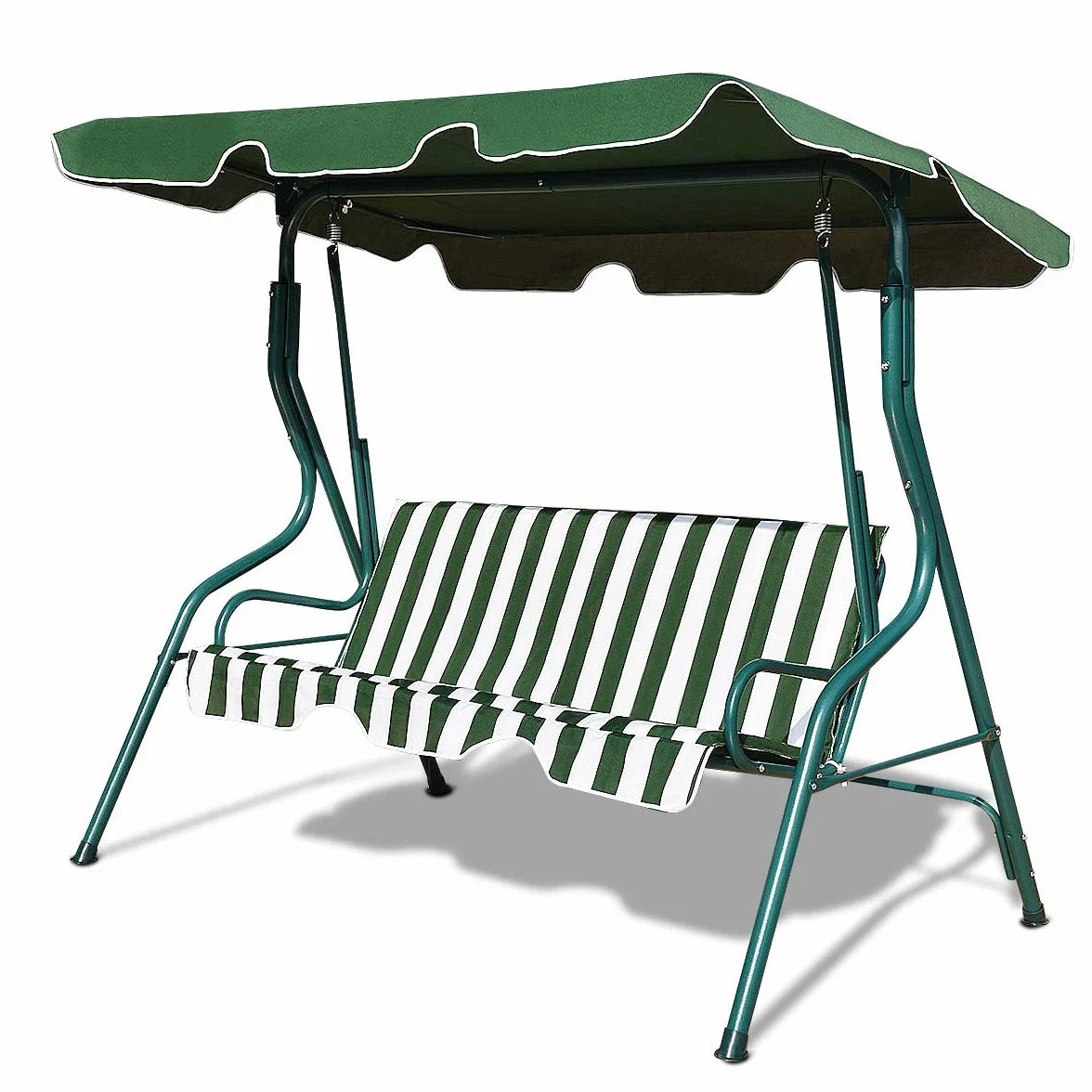 Costway Balancelle de Jardin 3 Places Toit Imperméable 240 KG 170 x 110 x 153 CM Vert