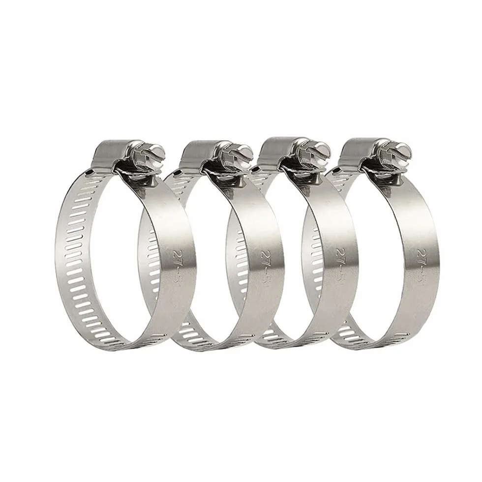 Collier de Serrage Tuyau Réglable 27-51 mm 304 Inox Métallique 4 Pièces