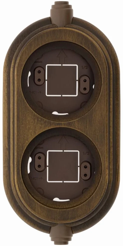 FONTINI GARBY Socle Décoratif Bois Hêtre Vieilli 2 Postes Saillie 2 Liaisons Vertical