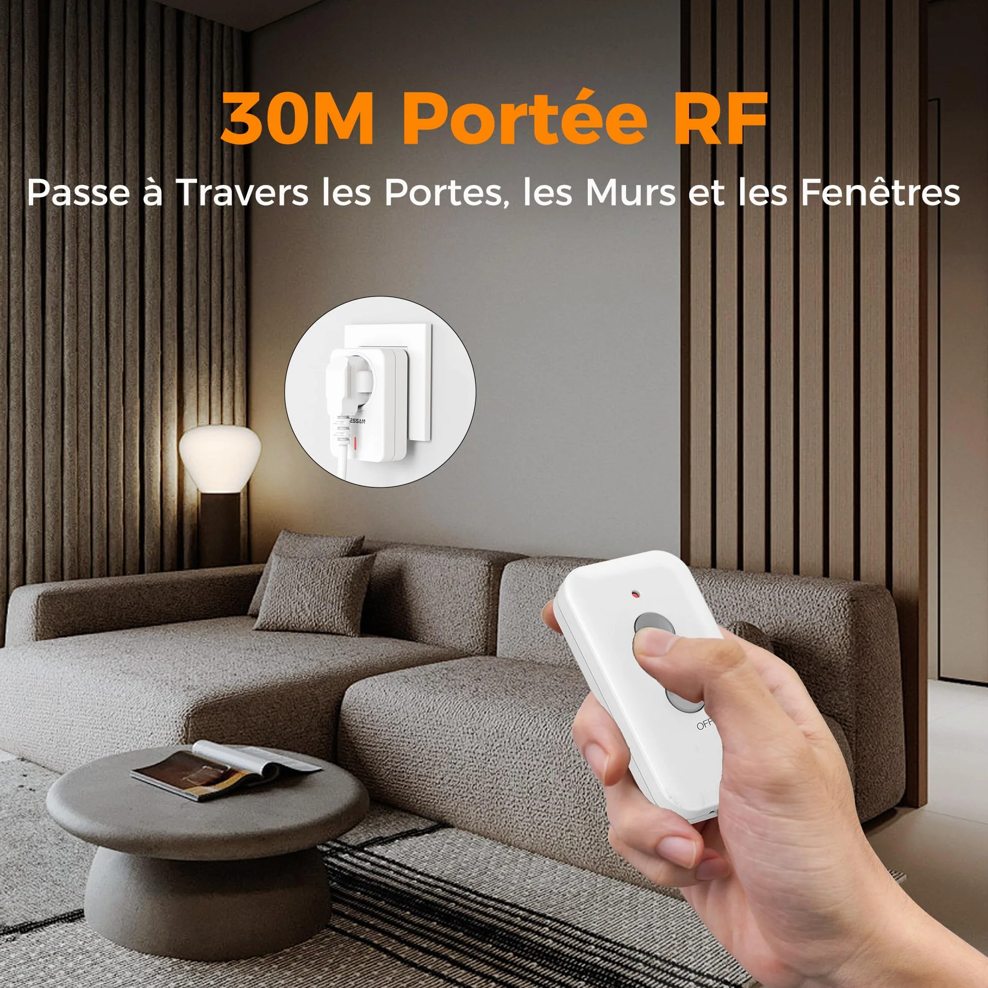 TESSAN Prise Télécommandée Sans Fil 30M 2300W Interrupteur pour Lampe Électroménager Intérieur