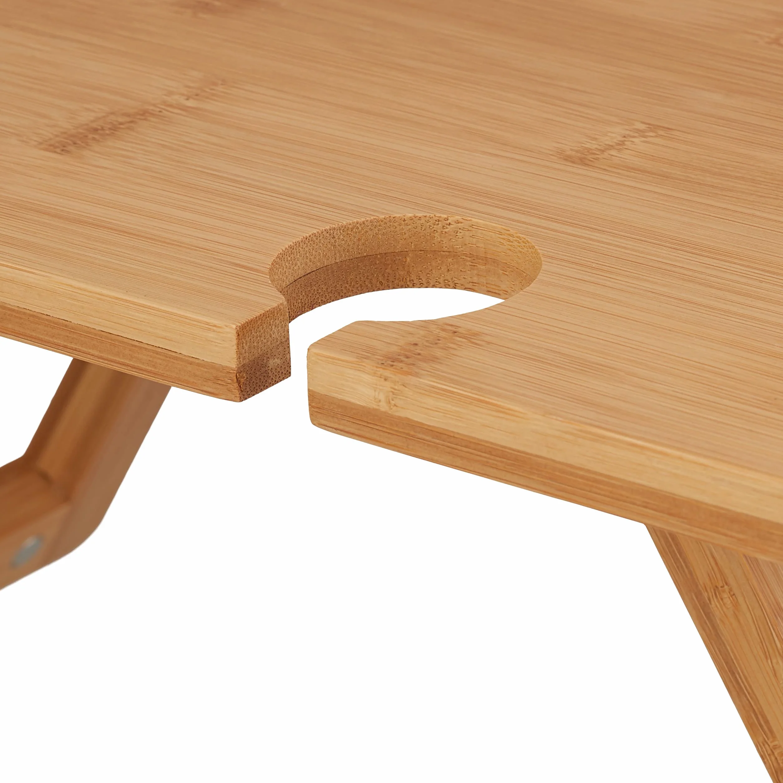 Relaxdays Mini-Table Portative en Bambou Nature, 20x40x30 cm, Encoche 4 Verres de Vin et 1 Bouteille
