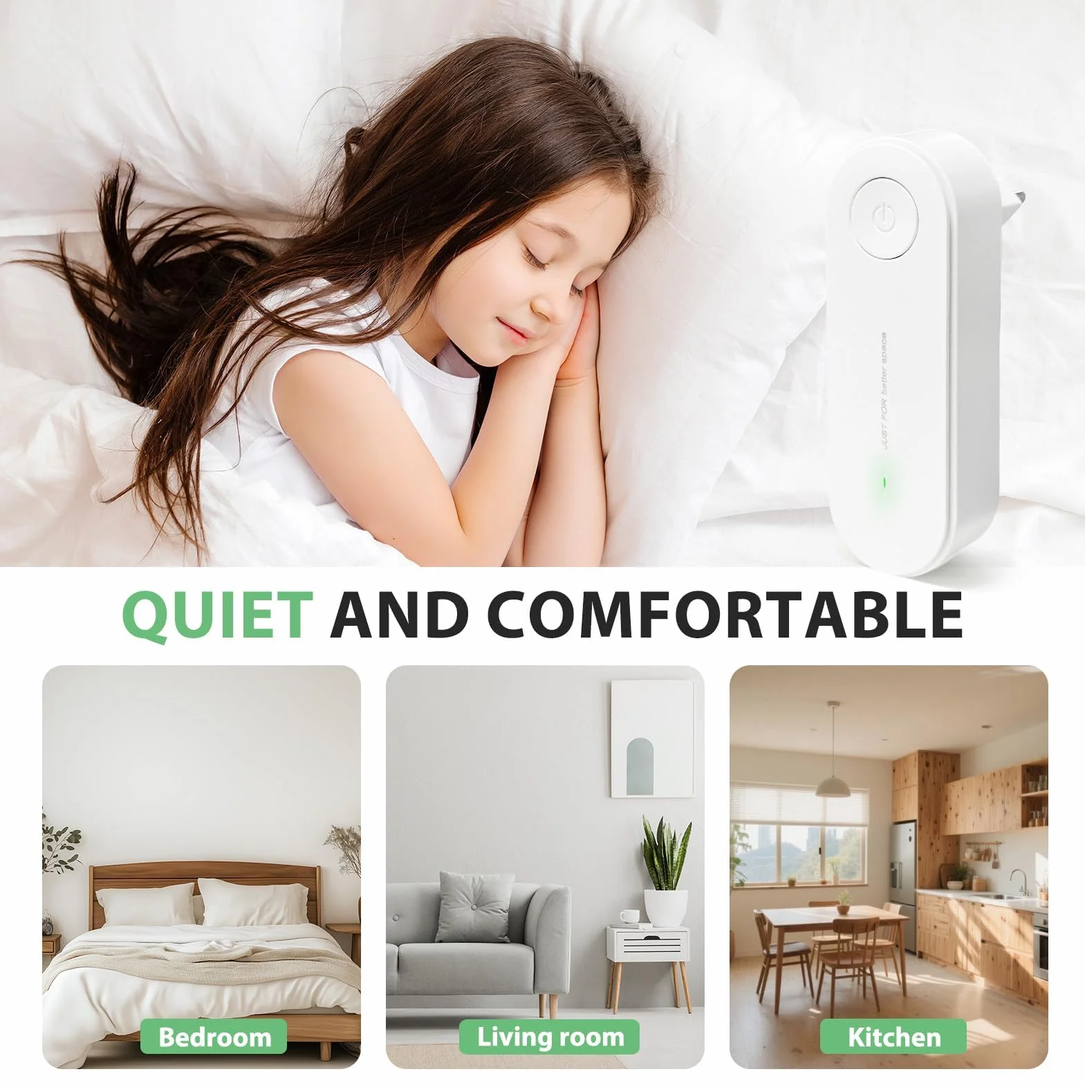 Purificateur d'Air Anti-Acariens avec Ultrasons et Ions Négatifs - Élimine les Acariens, Repousse les Insectes - Portable pour Chambre, Maison, Bureau - Purification d'Air Silencieuse et Efficace