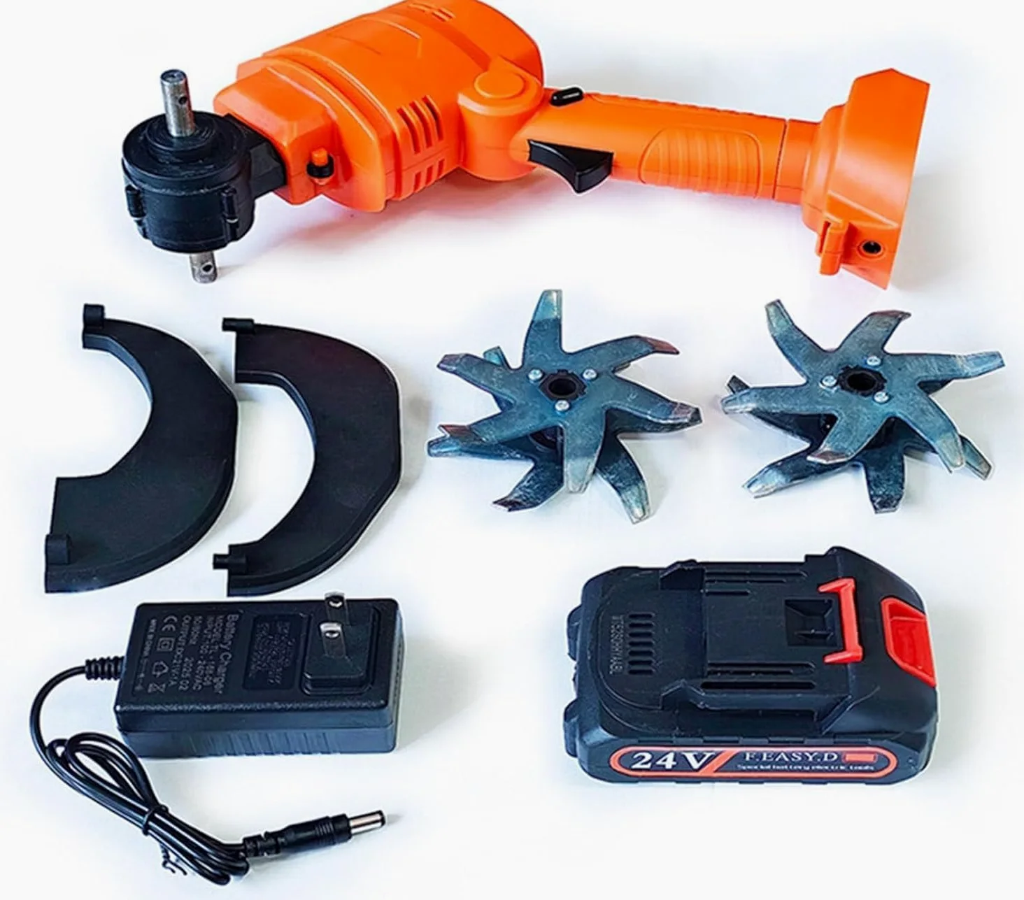 Motobineuse Électrique sans Fil 21V,Portable Motoculteur,235 RPM,Manche Amovible,Largeur/Profondeur de Travail 10/10 cm,avec Batterie et Charge,pour Le Jardin,Le Champ de légumes,la Serre,Le verger(2