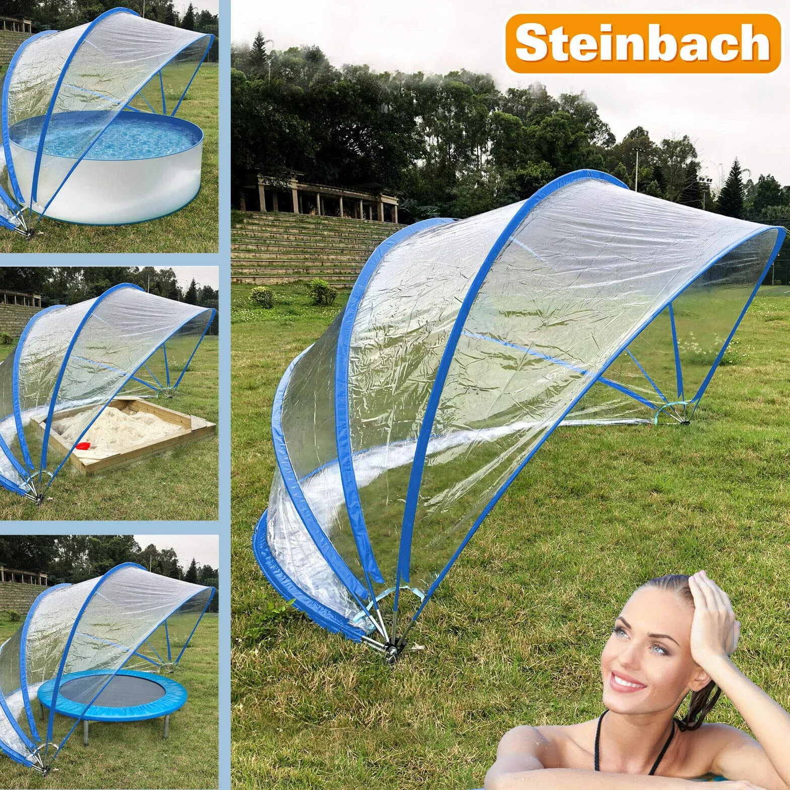 Steinbach Pavillion Tente Cabrio Dome 440 x 220 cm Bleu