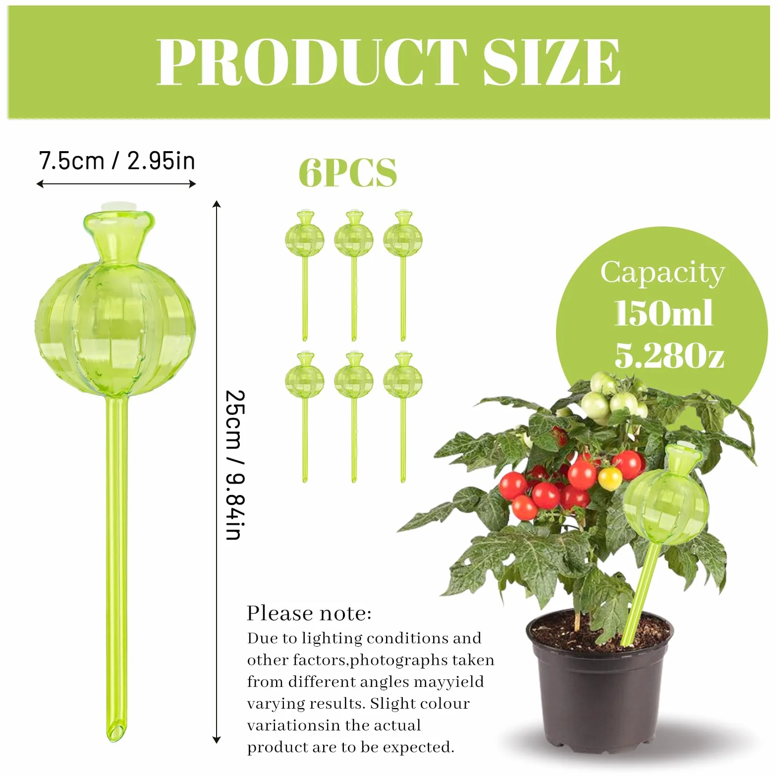 Lot de 6 boules d'irrigation automatique pour plantes d'intérieur - 150 ml - Arrosage des plantes d'intérieur - Auto-arrosage - Idéal pour les vacances, le quotidien