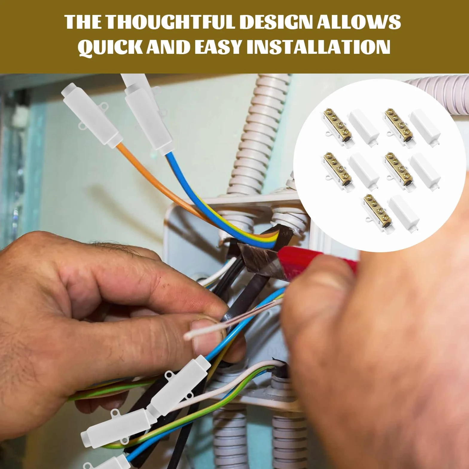 Connecteur 16mm² Bornier 1000V 100A Laiton Double Vis 5 Pièces