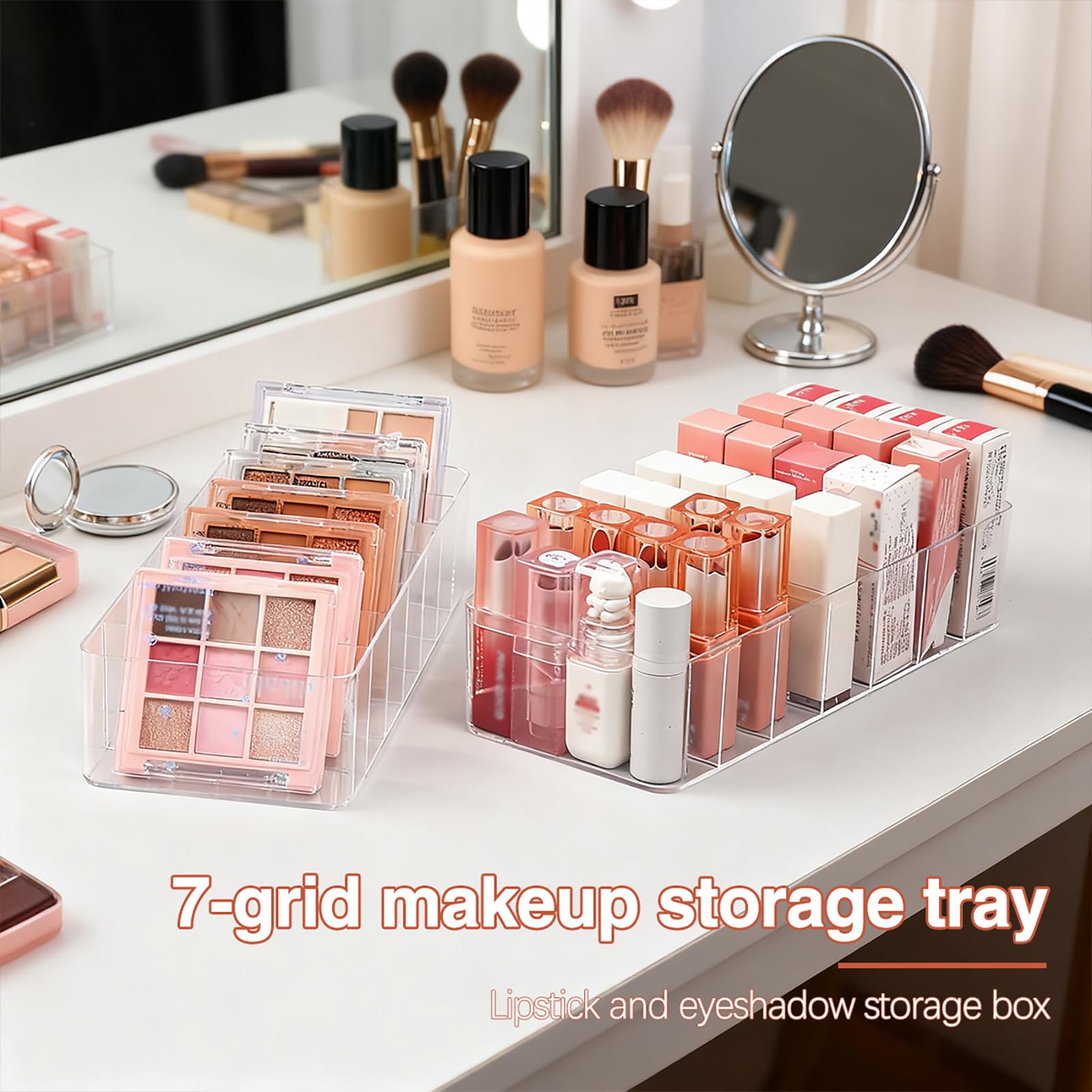 Clear Acrylic 7-Section Cosmetic Organizer