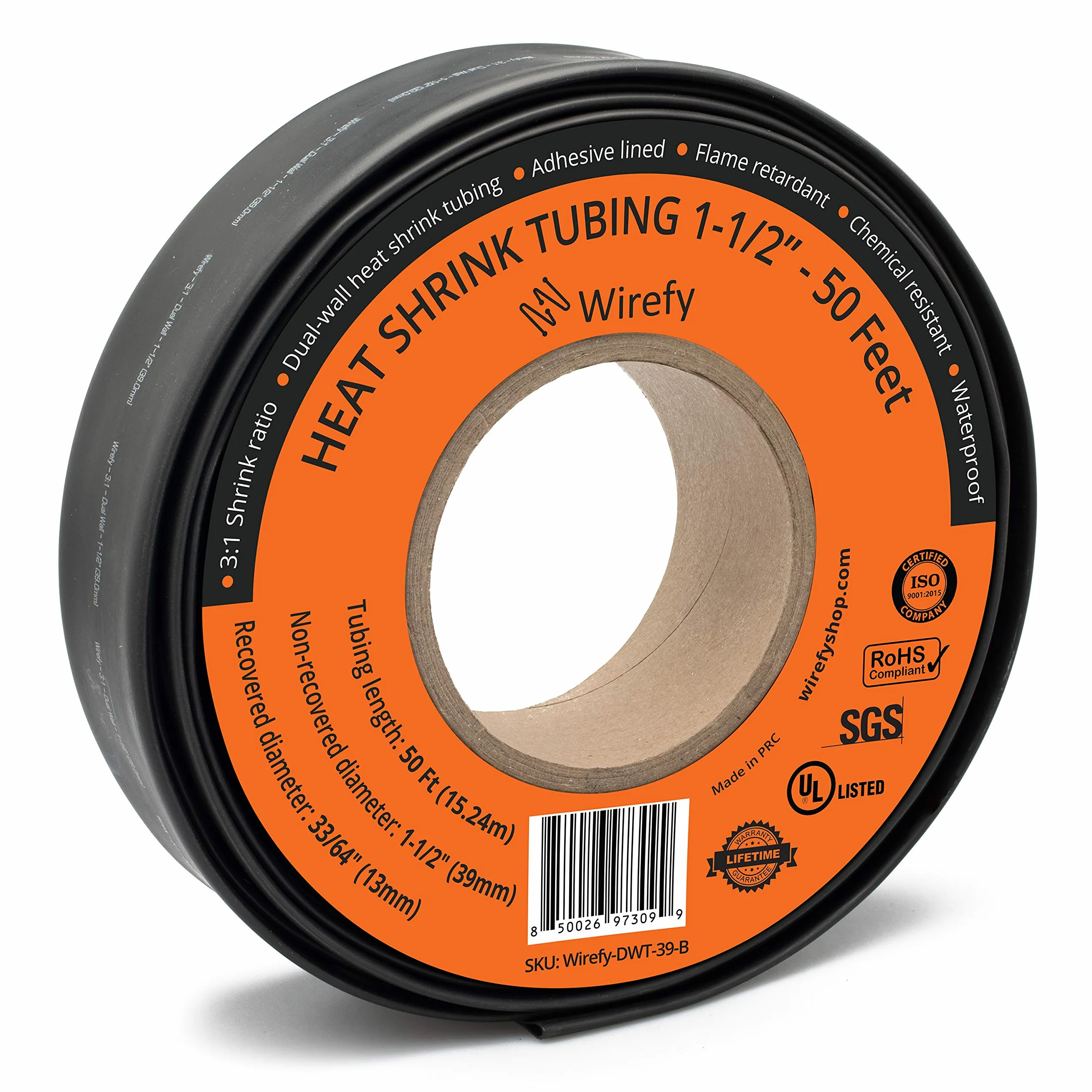 Gaine Thermorétractable Etanche 3:1 39 mm 15 m Noire