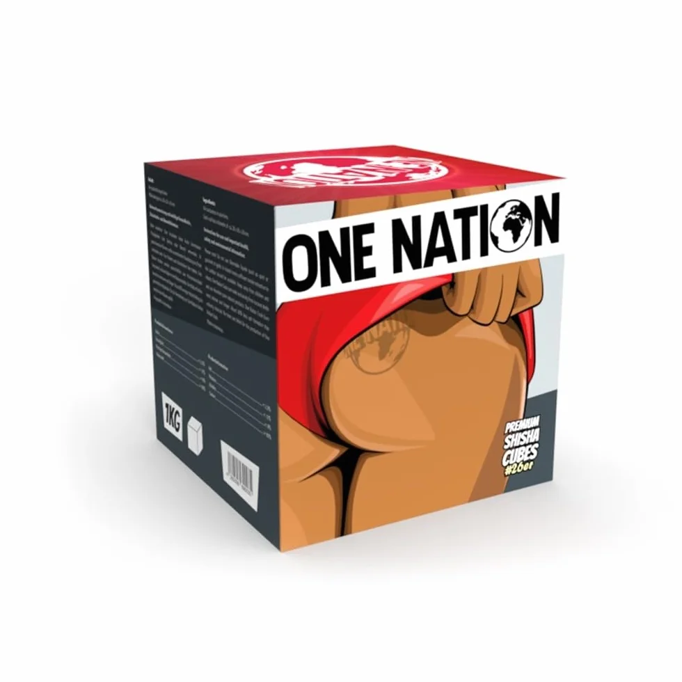ONE NATION Lot de 26 charbons de noix de coco de qualité supérieure - Chicha en 100 % coquilles de coco - Durée de combustion max. 120 minutes - Chaleur forte - Sans goût propre ni additifs chimiques