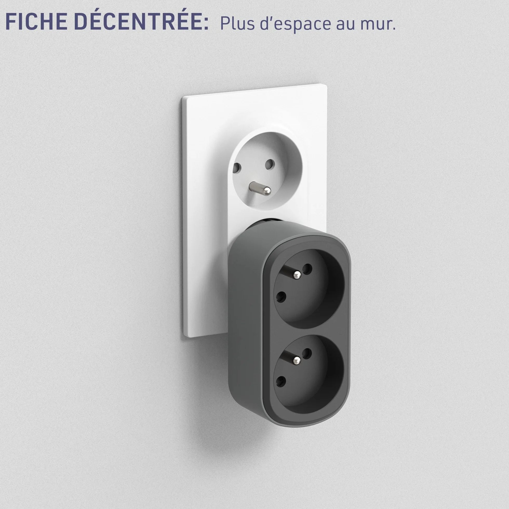 Electraline Adaptateur Fiche Multiprise Biplite Prima 2 Prises françaises 16A, Blanc