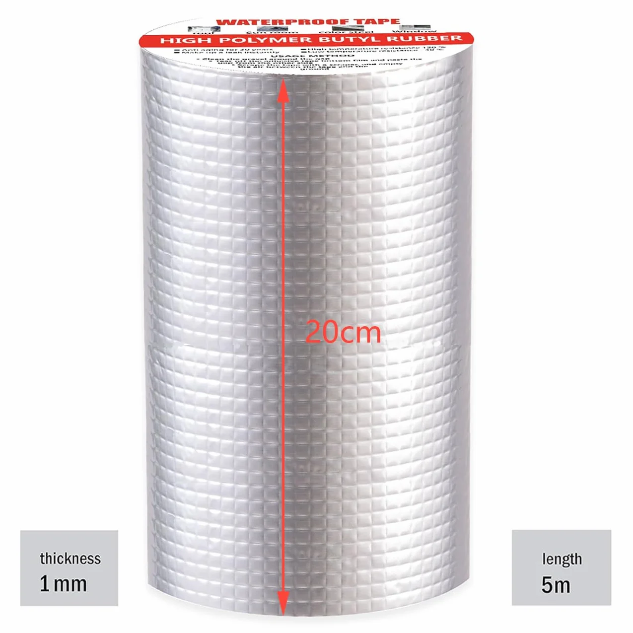 Bande de butyle imperméable asphalte adhésive feuille aluminium étanchéité fuite toit 20cm x 5m