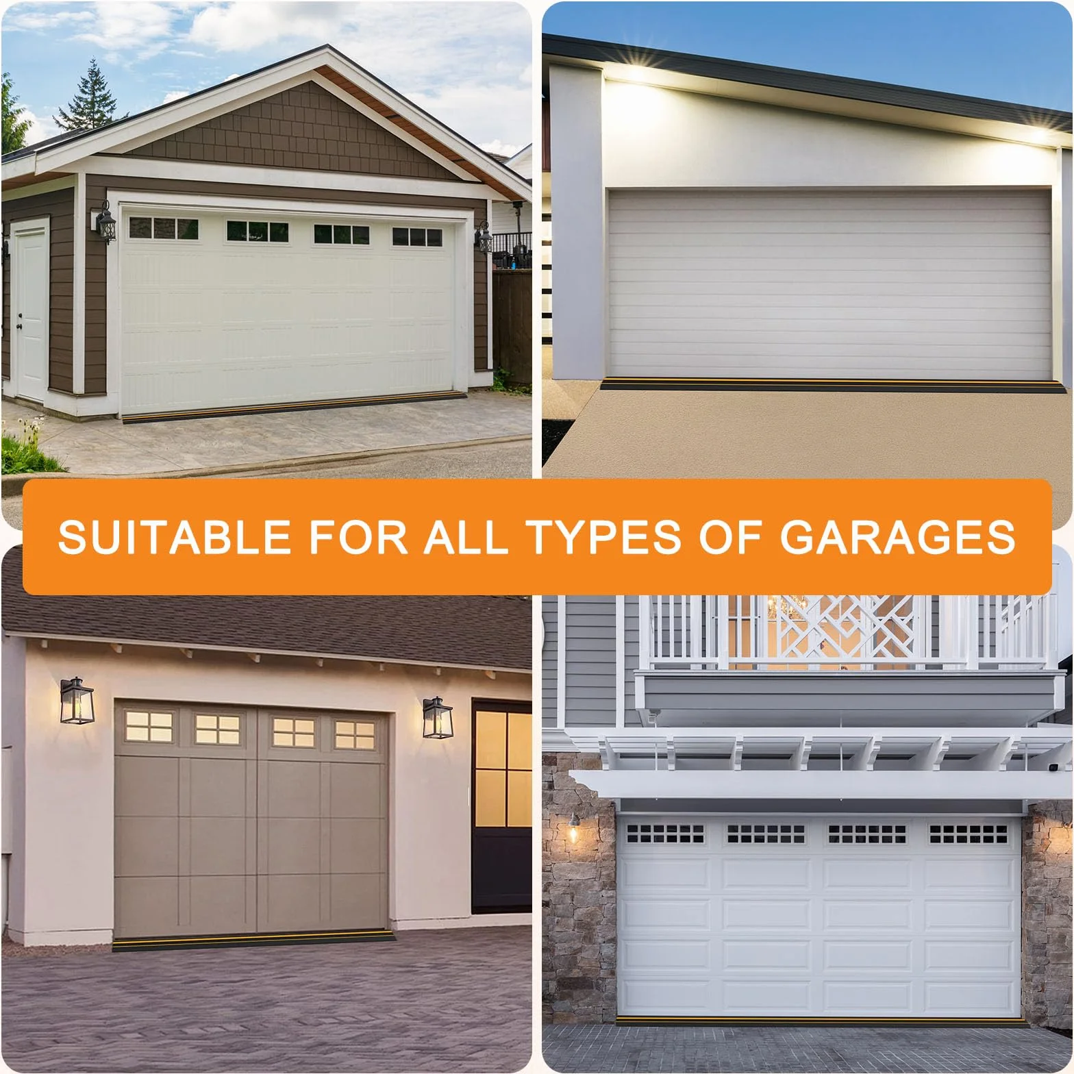Joint de seuil de porte de garage universel bande d'étanchéité Noir 6m×100mm×25mm