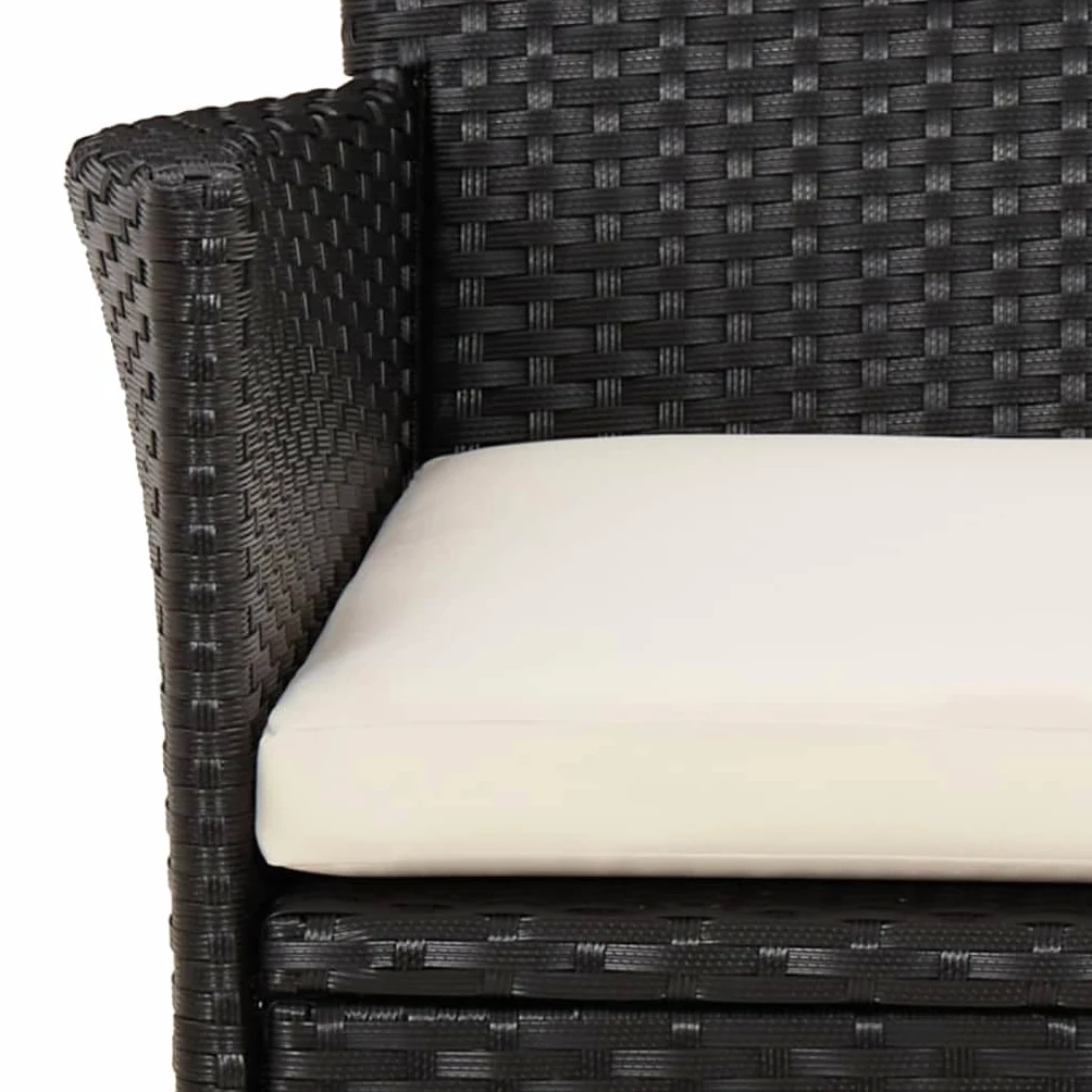 vidaXL 4X Chaises de Jardin avec Coussins Fauteuils de Patio Chaises de Salle à Manger d'Extérieur Sièges de Terrasse Résine Tressée Noir