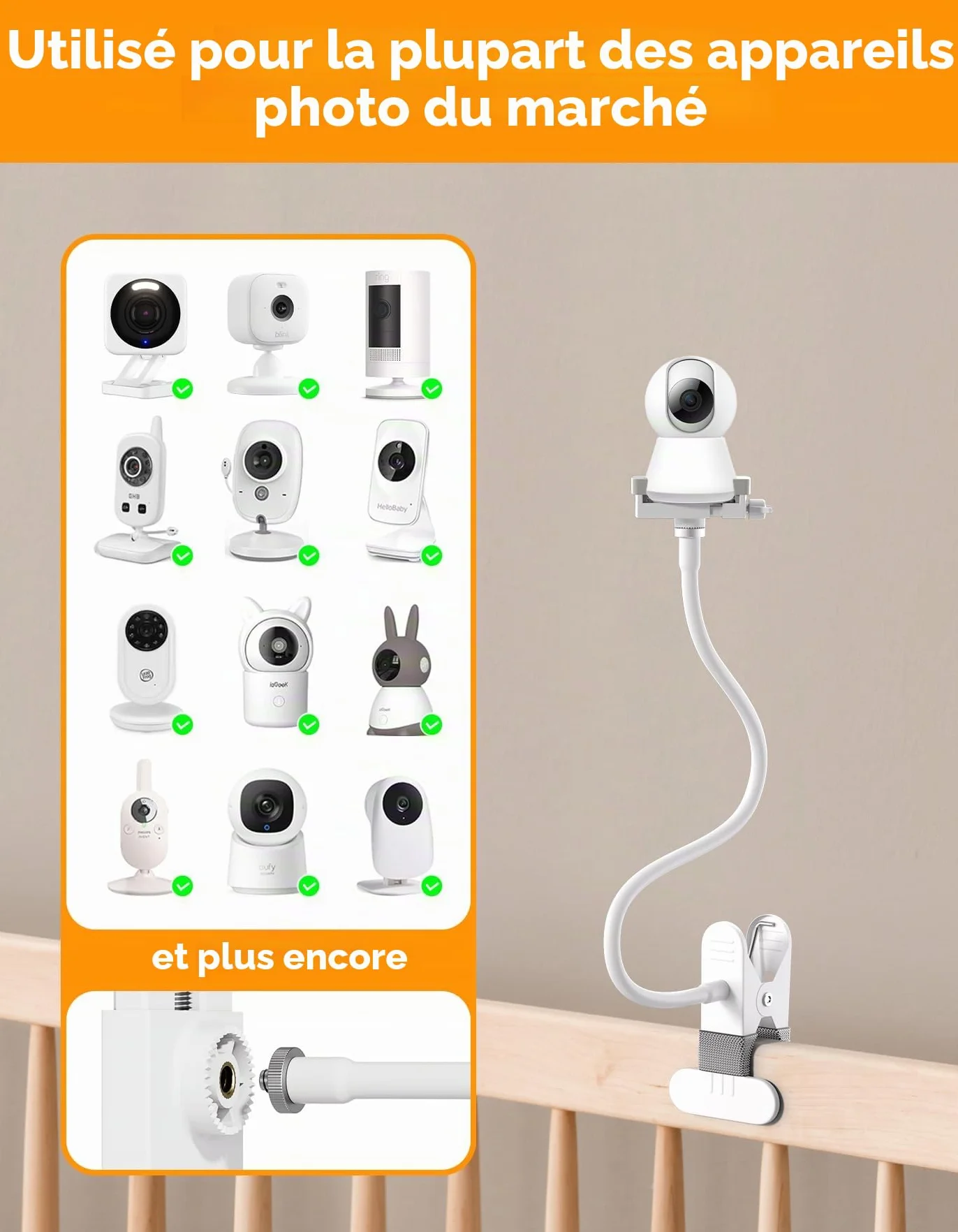 Support Universel pour Moniteur Bébé GHB Philips Avent avec Pince