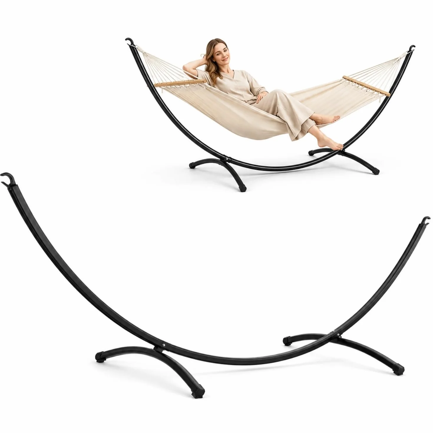 AMANKA Support de Hamac 120kg 300x100 Structure Extérieure Métal Cadre Jardin