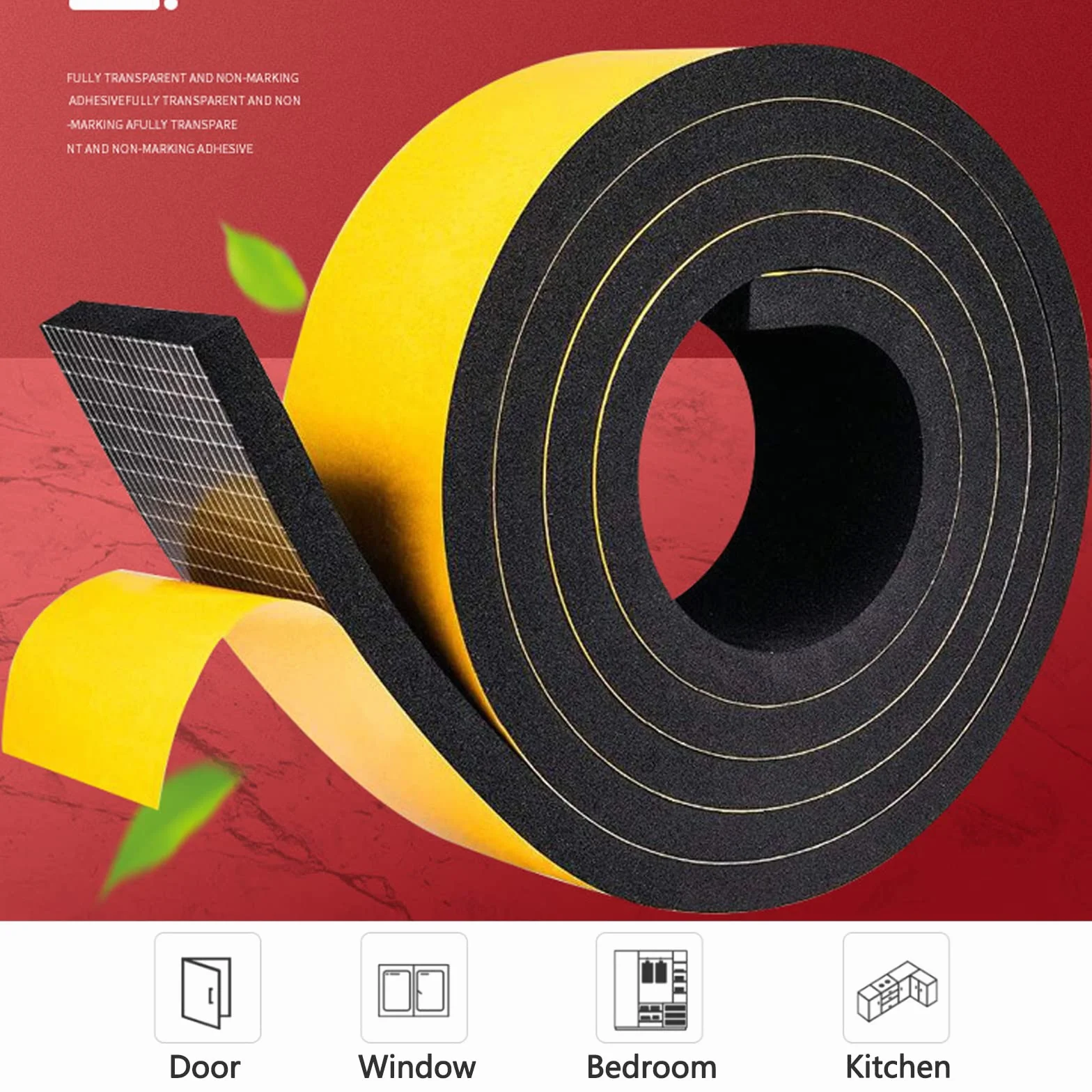Ruban d'étanchéité autocollant en mousse 10 m noir 3 mm x 25 mm