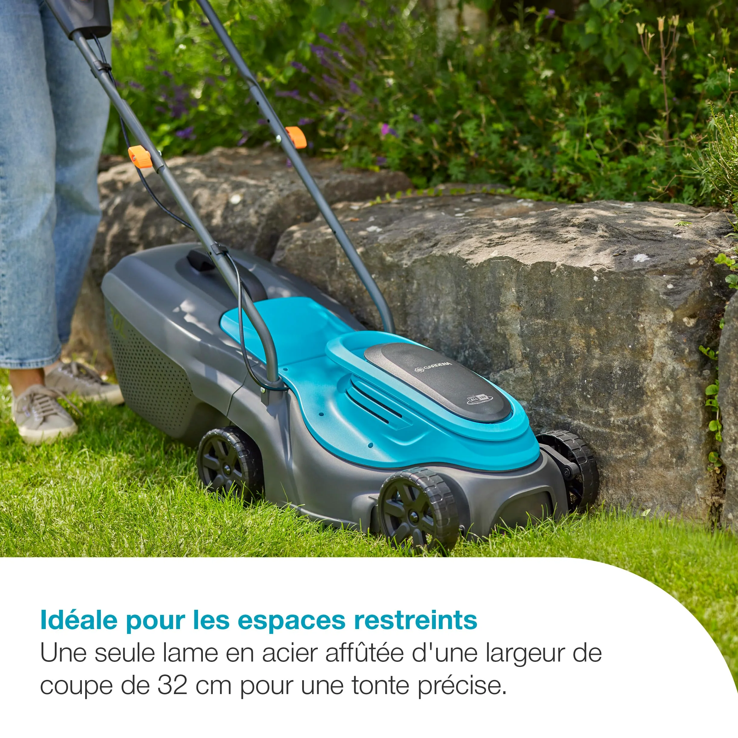 Gardena Tondeuse sur Batterie EasyMax 32/18 V P4A - sans Chargeur ni Batterie: Lame de Coupe, Légère, Réglage de la Hauteur, Ramassage de l'herbe, sans Fil (14634-55)