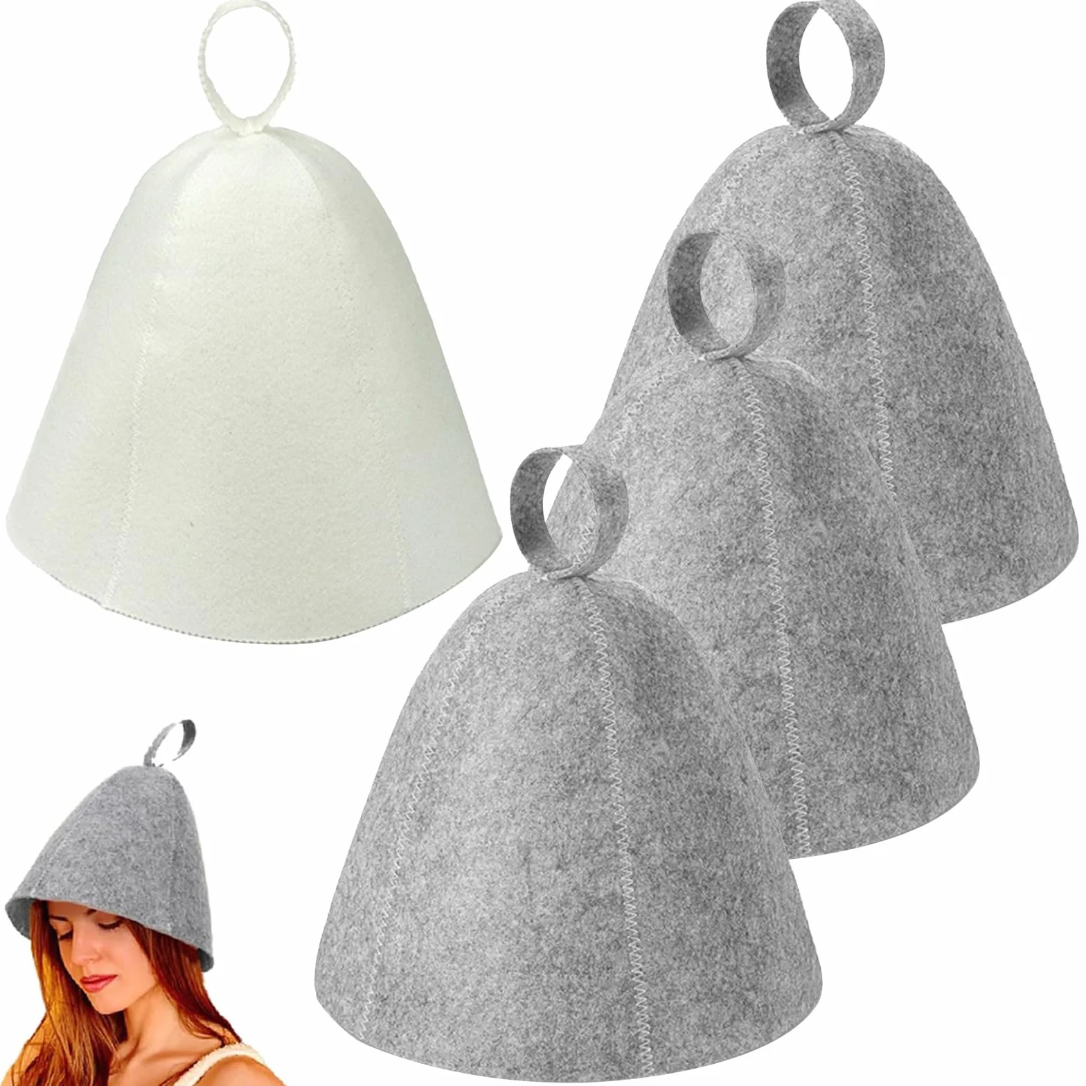 Lot de 4 chapeaux de sauna en feutre