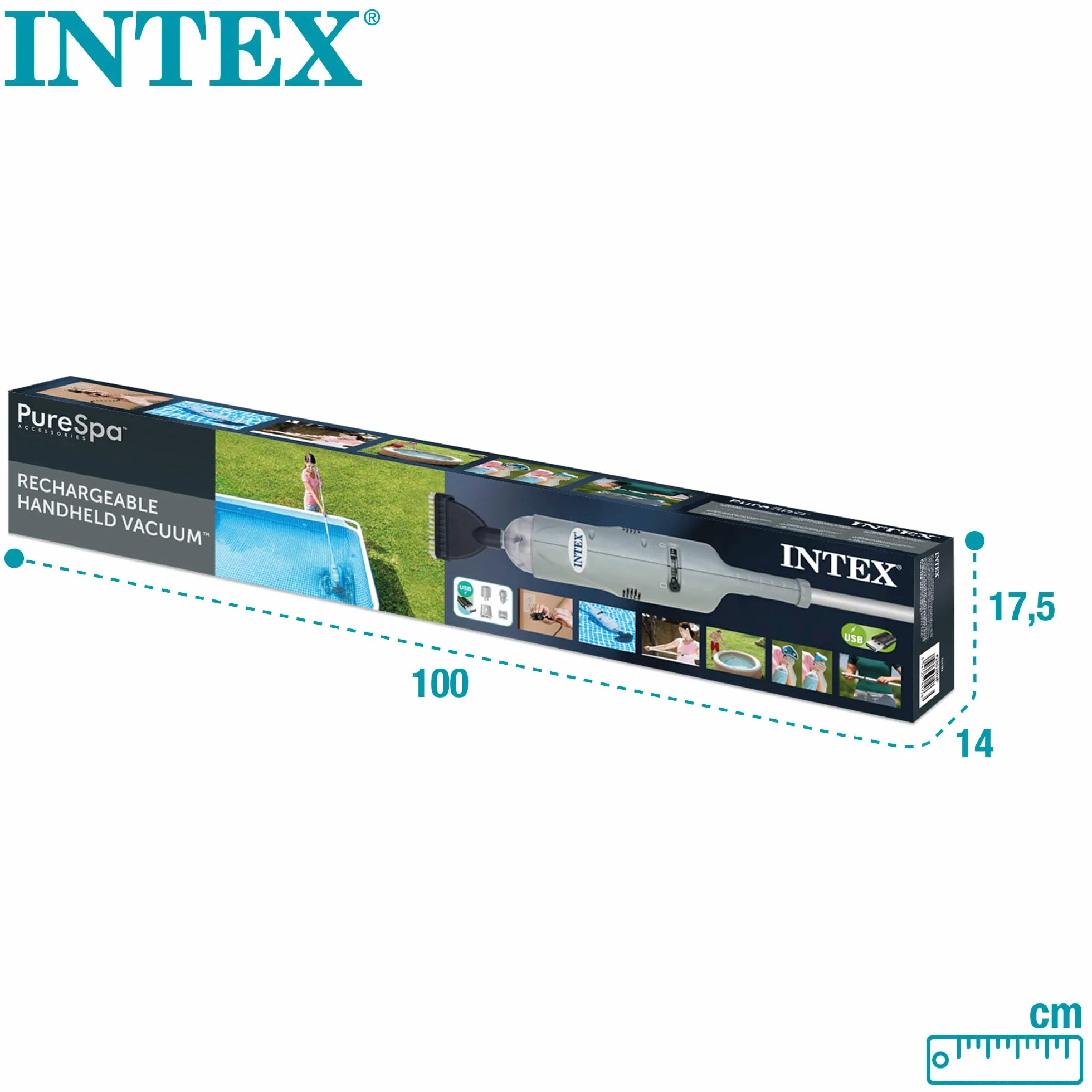 Intex Underwater Handheld Vacuum Cleaner Battery Operated Pool Vacuum Cleaner Grey