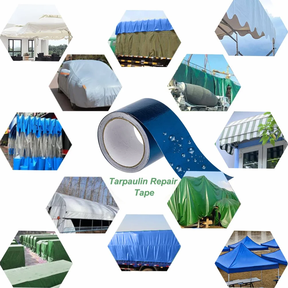 Ruban Adhésif Etanche de Réparation 15cm x 10m pour Bâche Camion Serre Tente