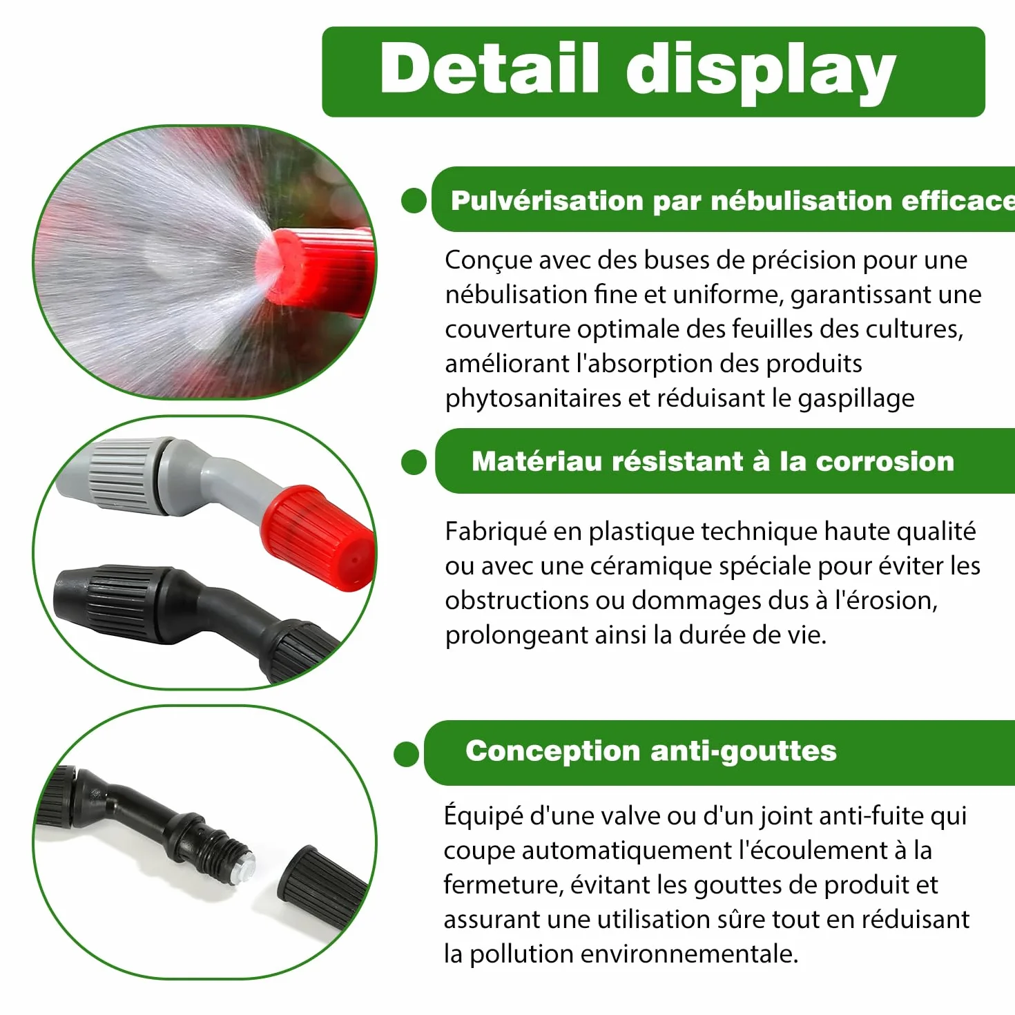 3 Plastique buses de pulvérisation, accessoires de pulvérisation d'irrigation de jardin,Accessoires De Remplacement De Pulvérisateur, pour l'arrosage et le nettoyage