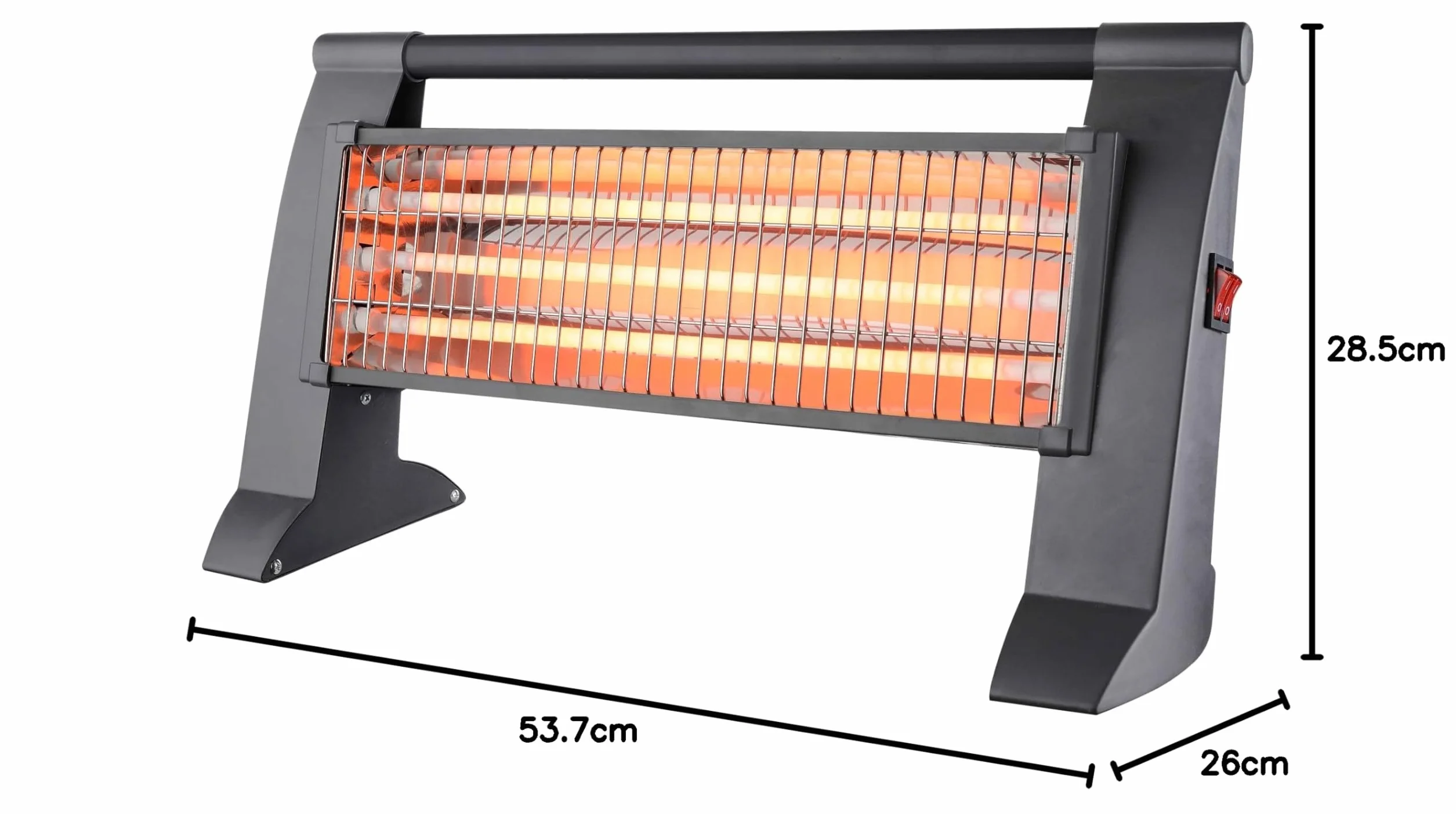 Poêle à quartz 400/800/1200W, anti-renversement, gris