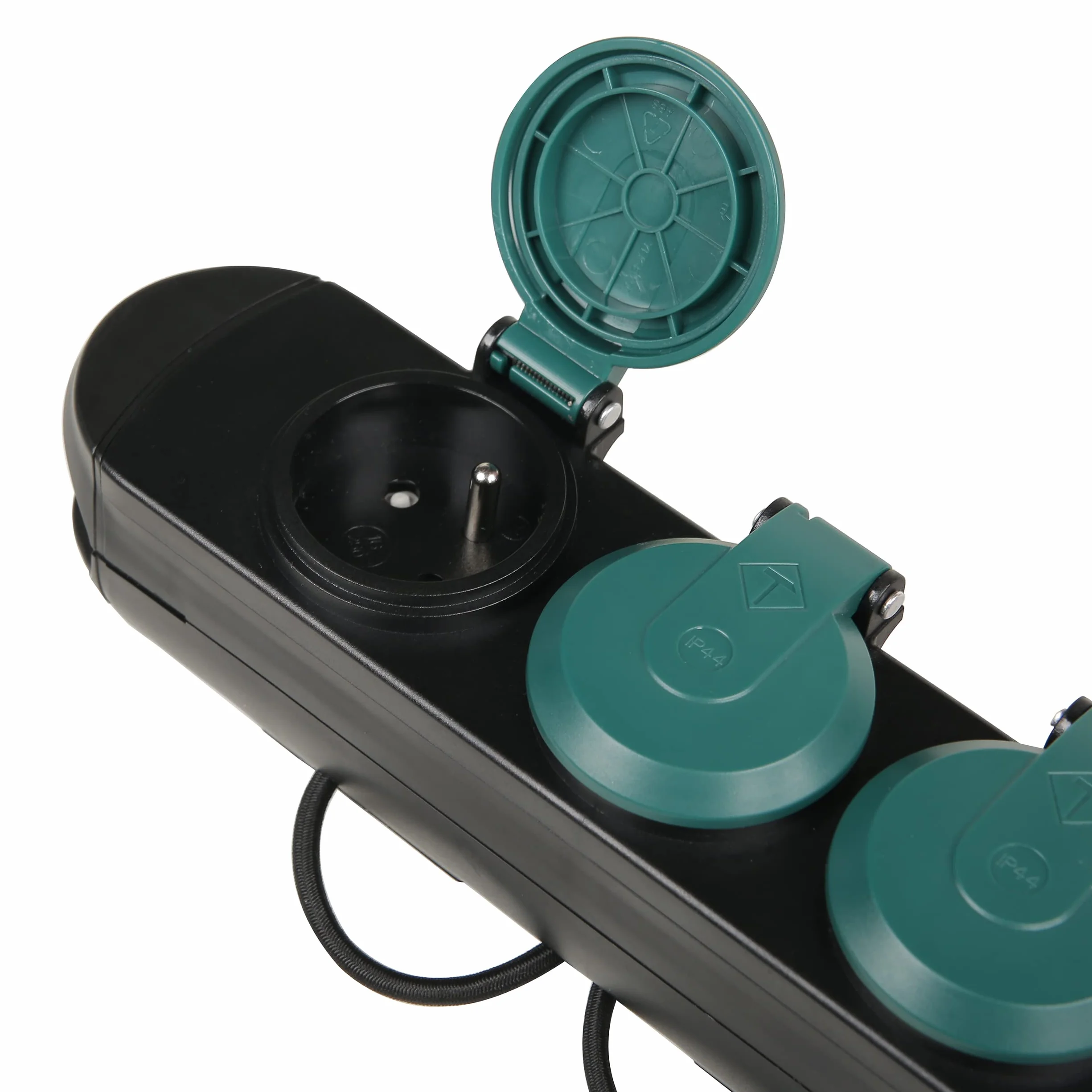 Electraline Bloc Multiprises Étanche Professionnel avec Enrouleur 3 Prises 16A Câble H07RN-F 3G1.5 mm² 1.4M IP44