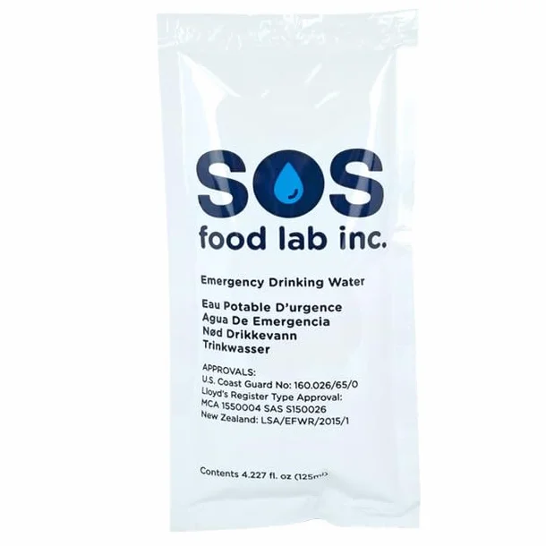 SOS Food Lab Lot de 12 sachets d'eau d'urgence – Durée de conservation 5 ans, approuvé marine américaine