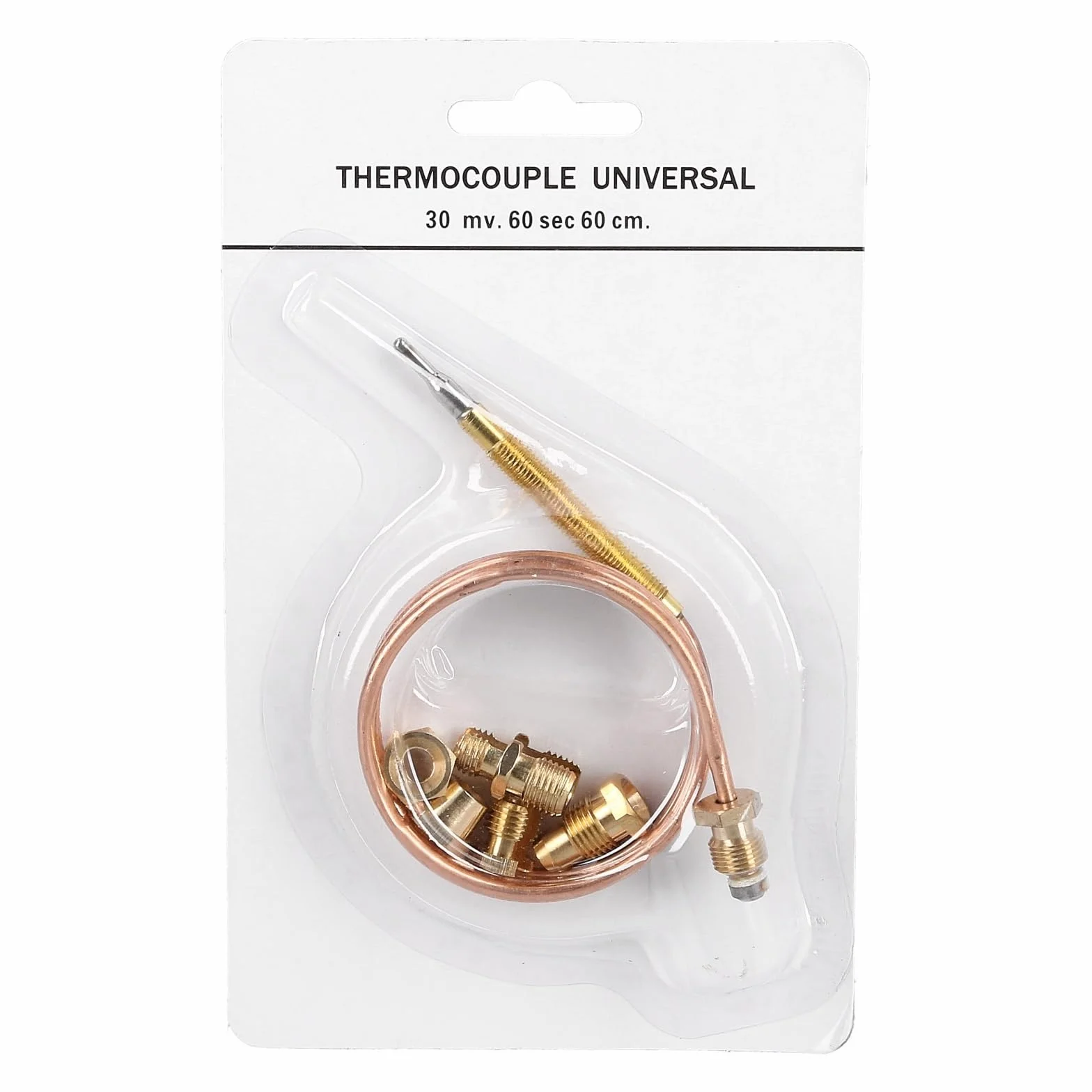 Sécurité d'allumage thermoélectrique Thermocouple 600 mm avec adaptateurs UNIVERSAL pour gaz cuisinière, four à gaz, gril à gaz, appareil de chauffage à gaz, chaudière à gaz, radiateur de terrasse à