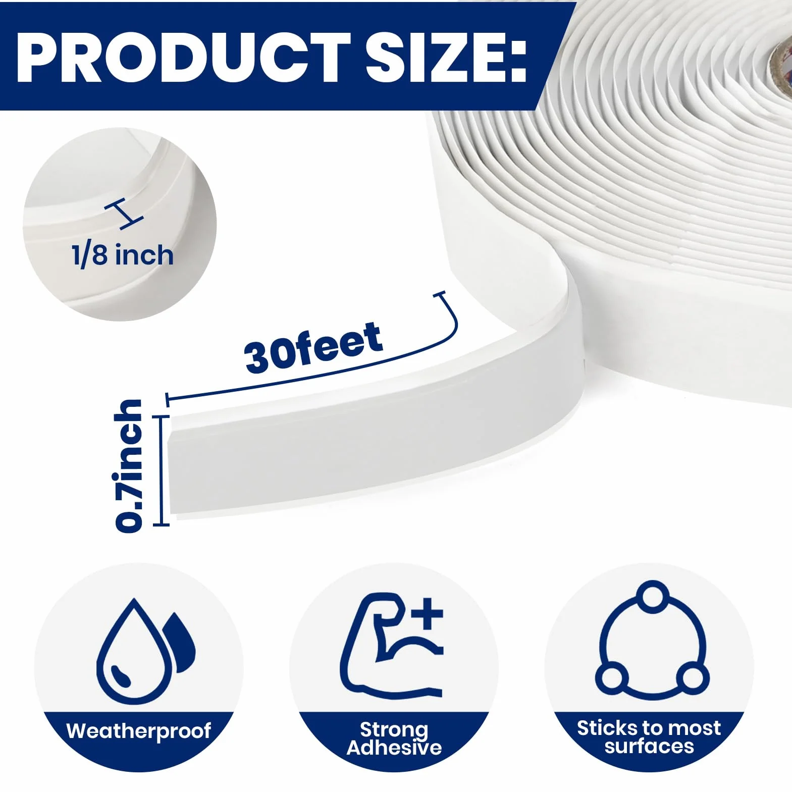 Ruban D'Étanchéité Butyle Blanc 19mm x 9m x 3mm pour Camping, Cars, Bateaux