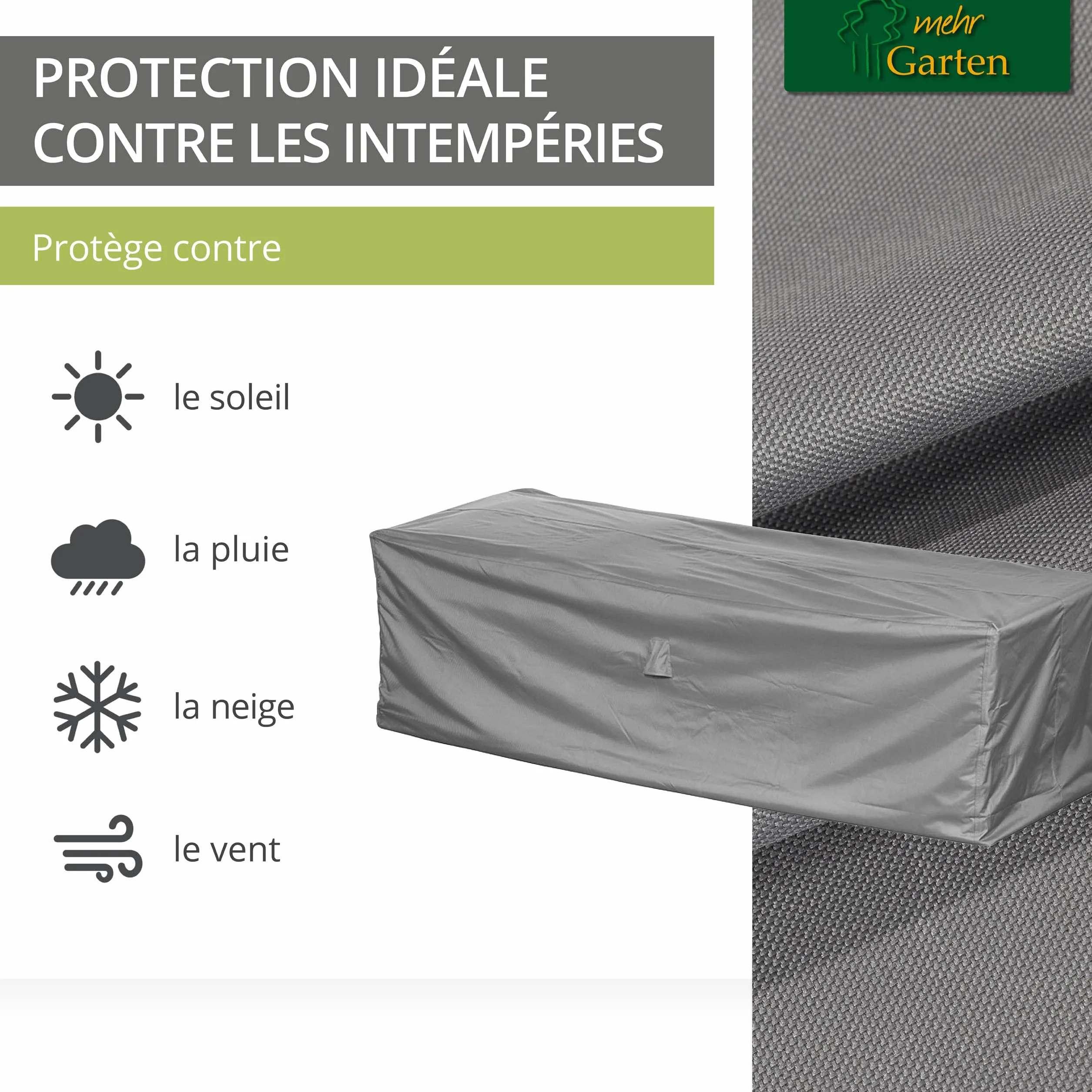 Housse de protection pour canapé de jardin 220 x 90 x 80 cm polyester Oxford 600D gris