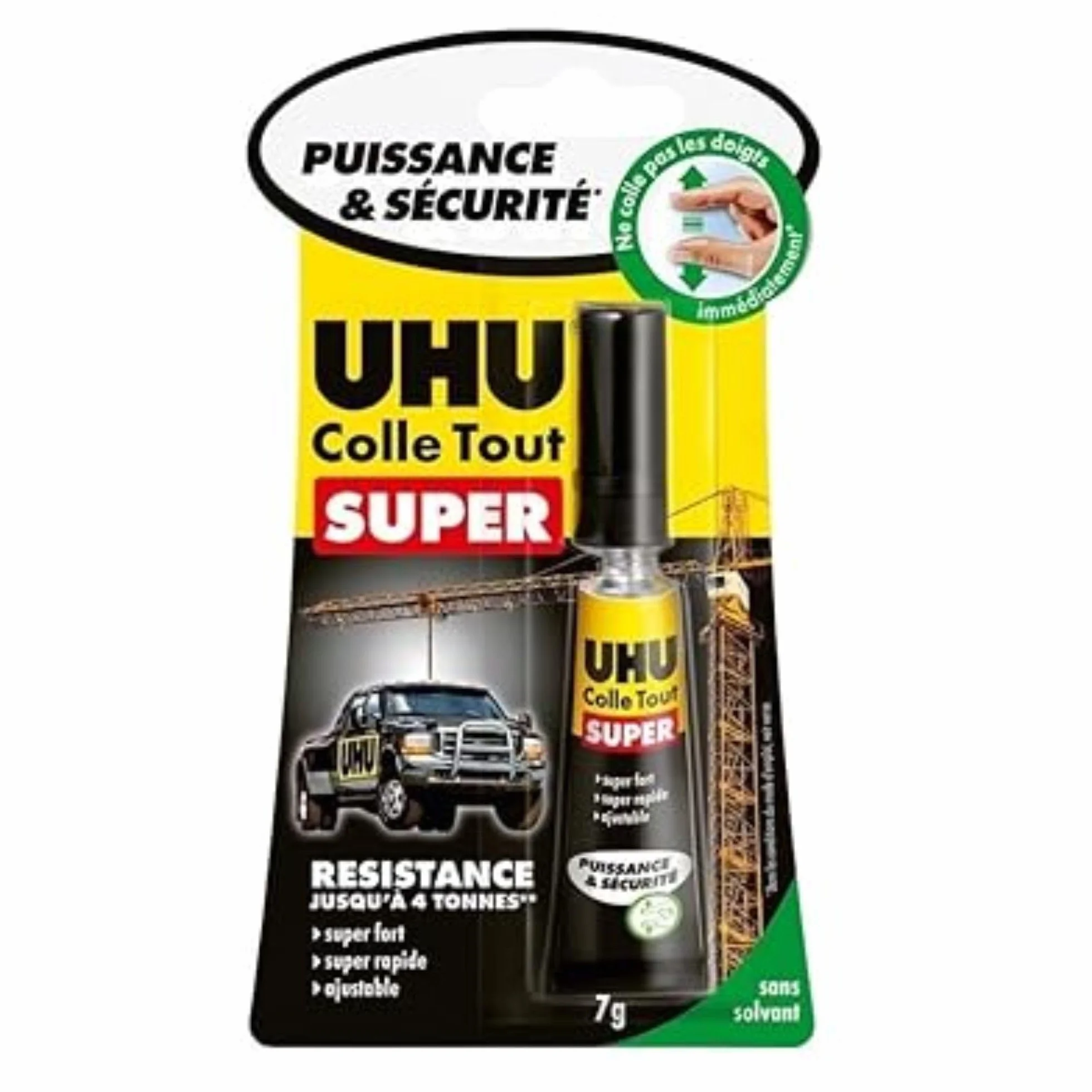 UHU Colle Tout Super Extra-Forte Universelle Tous Supports Prise Rapide Ajustable Résiste Humidité -50°C +100°C Tube 7 g
