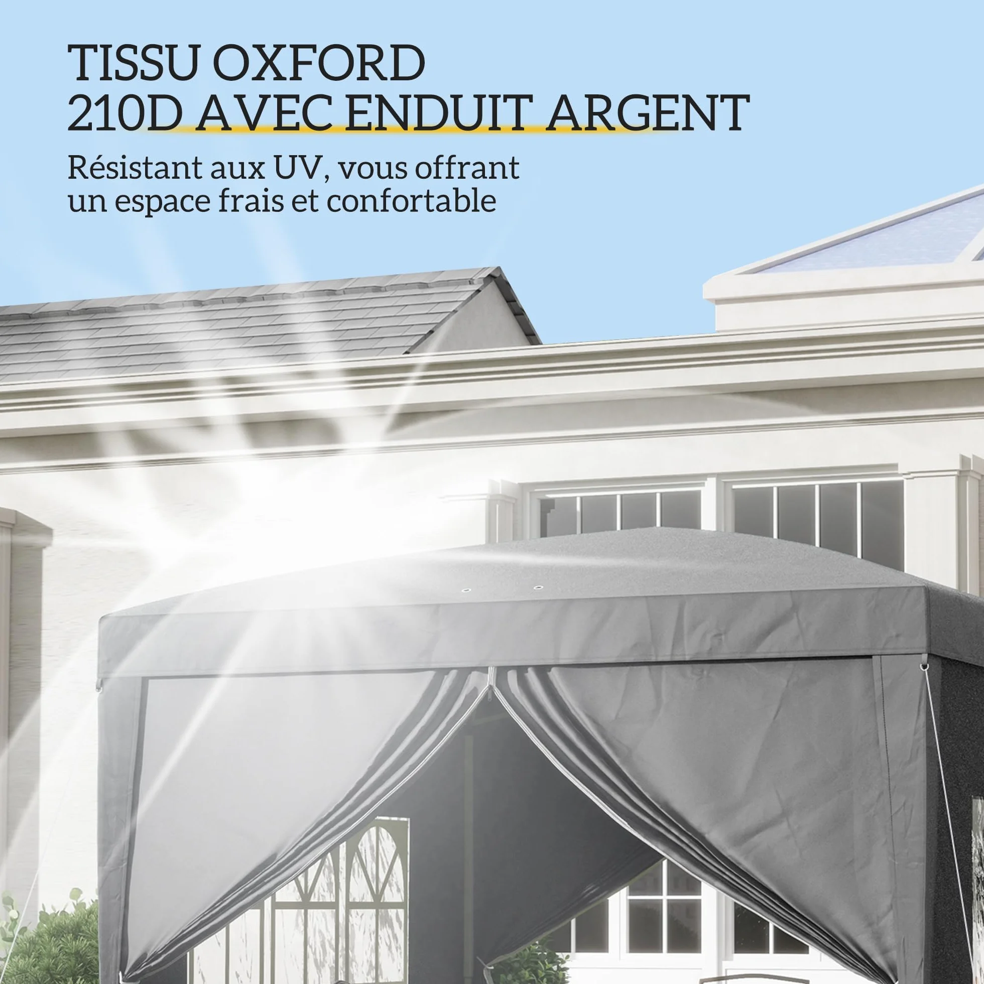 Outsunny Tonnelle de Jardin extérieure Tente de réception Barnum Pop-up Pliant 3 x 3 m 4 parois Amovibles + Sac de Transport Gris