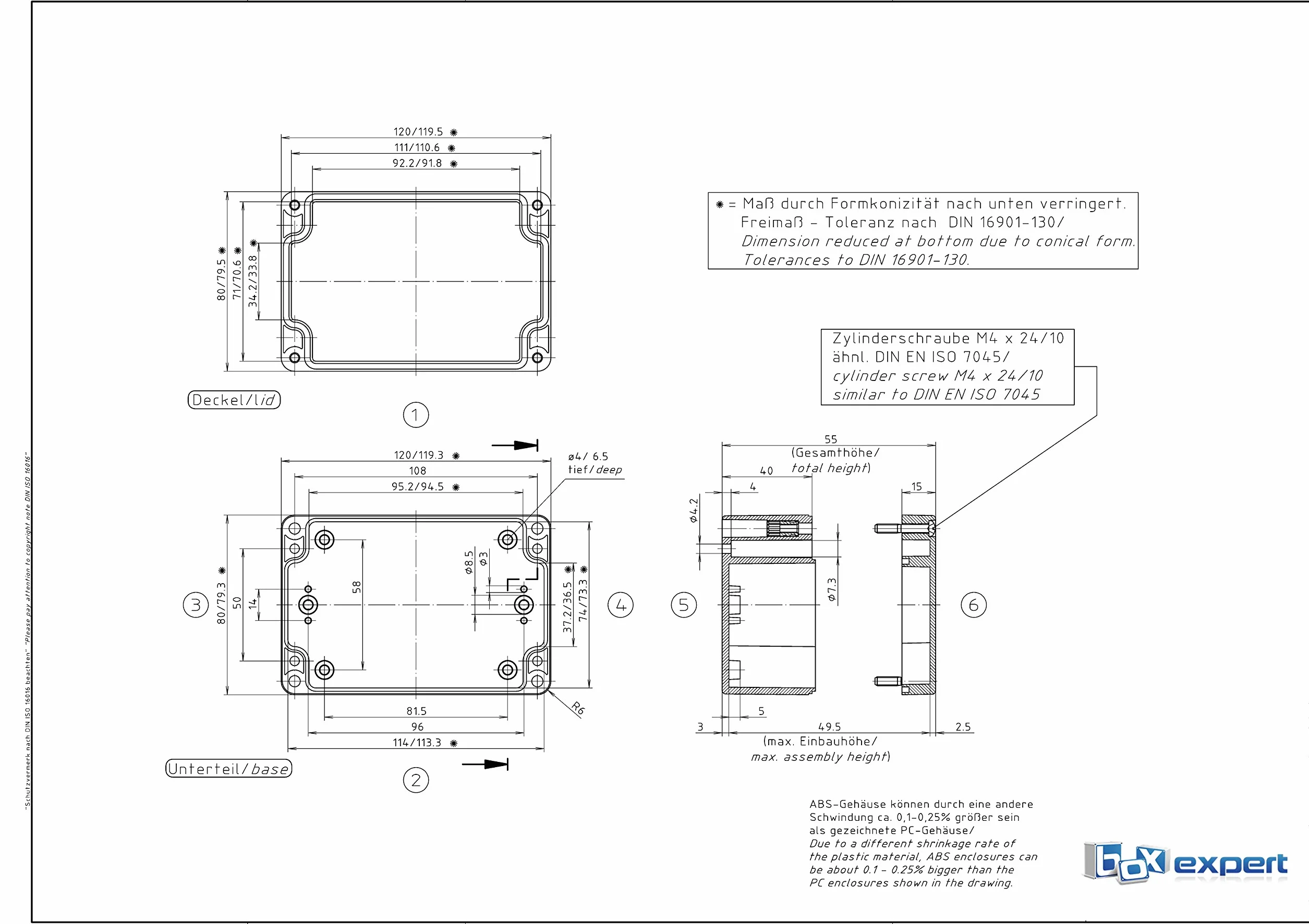 BOXEXPERT Armoire de distribution Elbe 120 x 80 x 55 mm IP 65 gris RAL7015