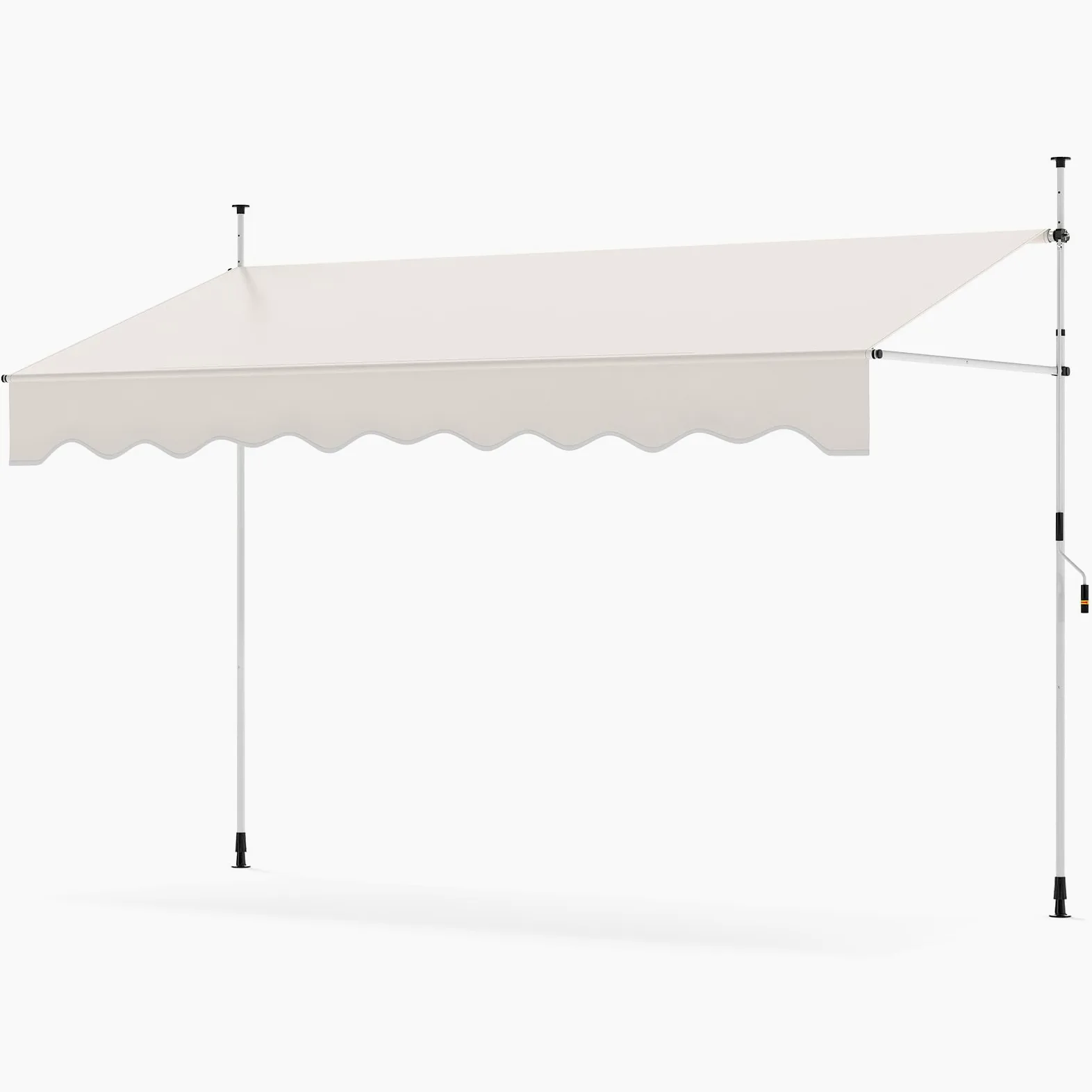 RELAX4LIFE Store Banne Manuel Rétractable avec Manivelle | Auvent Rétractable Résistant aux UV, Imperméable | Hauteur&Angle Réglable | Store Banne sans Percage pour Balcon, Terrasse (3x1,8 M,Blanc)