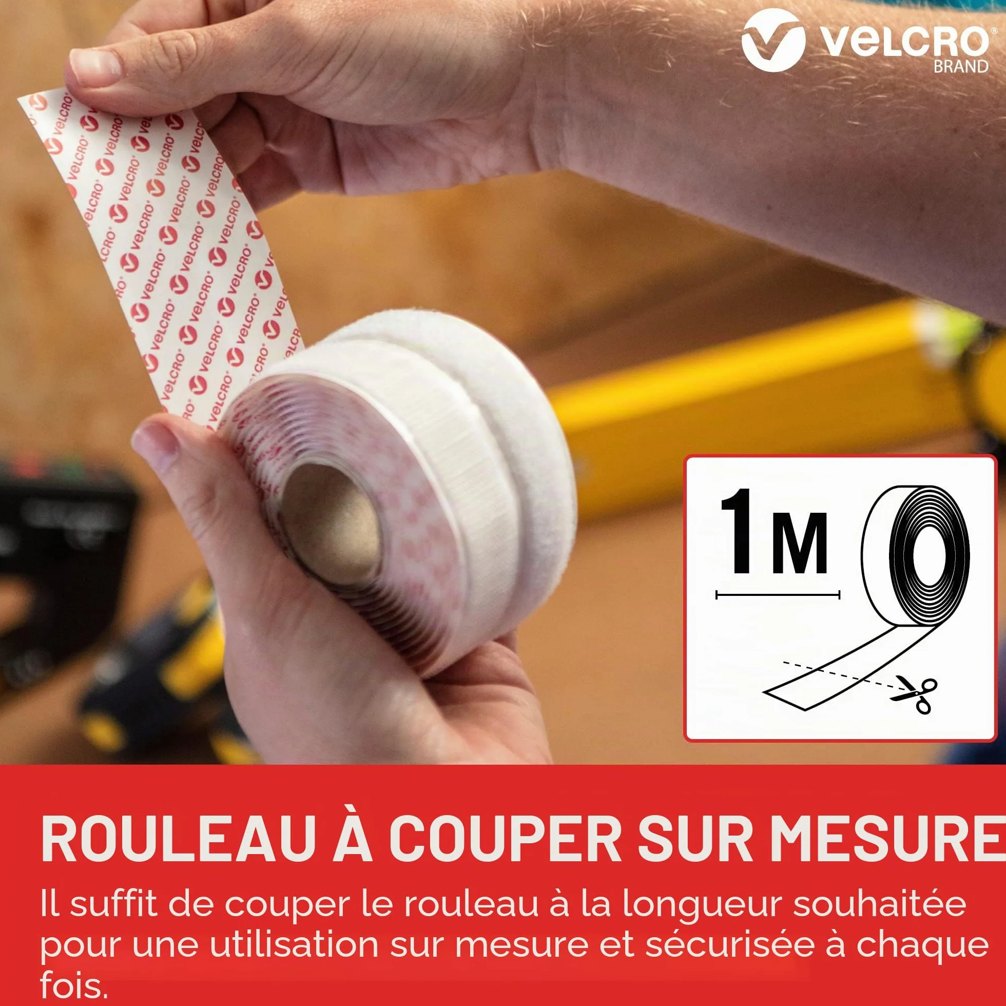 Velcro Ruban Adhésif Auto-Agrippant Crochets Boucles 20 mm x 1 m Noir