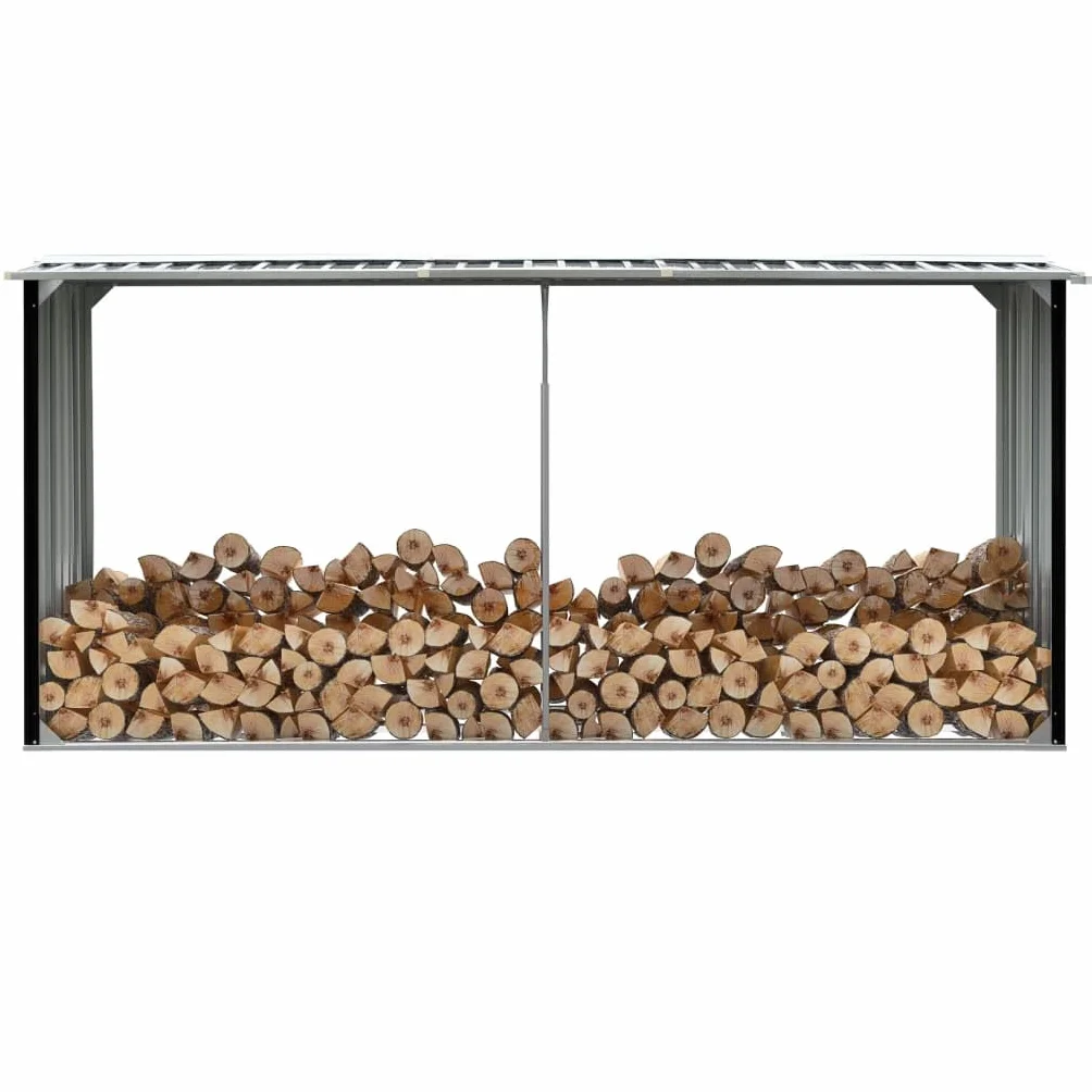Tomostar Range Bûche Extérieur, Range Bois Étagère à Bûches Support pour Bois de Chauffage Abri de stockage à bois Acier galvanisé 330x92x153cm Anthracite