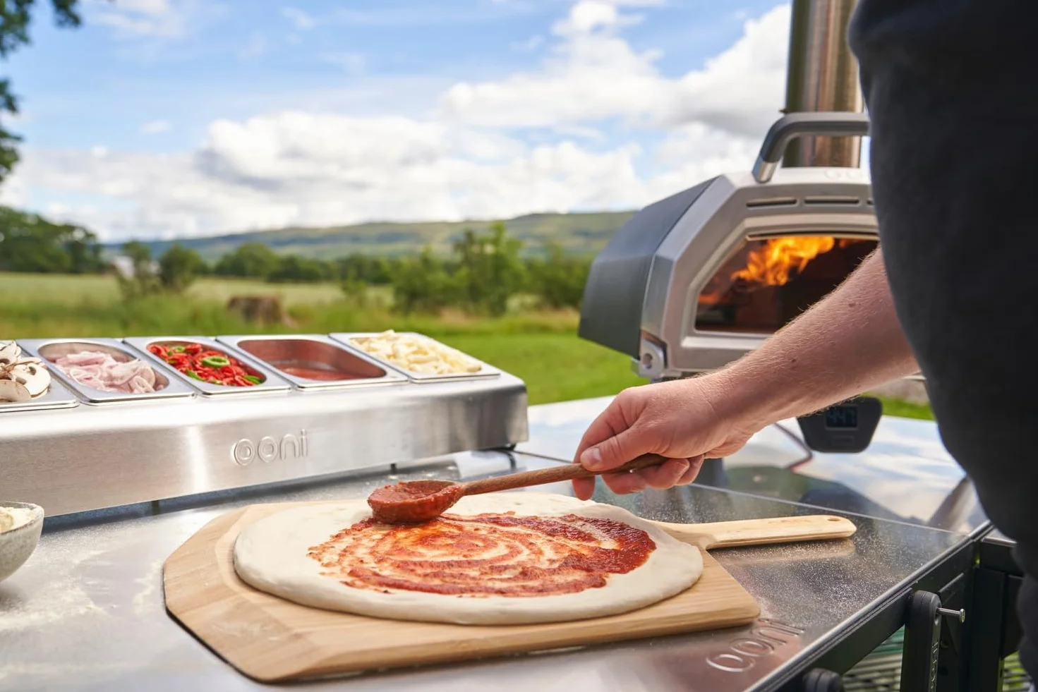 Ooni Medium table modulaire d'extérieur – Chariot de four à pizza de 31 x 23 x 35 In, en acier inoxydable pour grill et barbecue, table d'extérieur