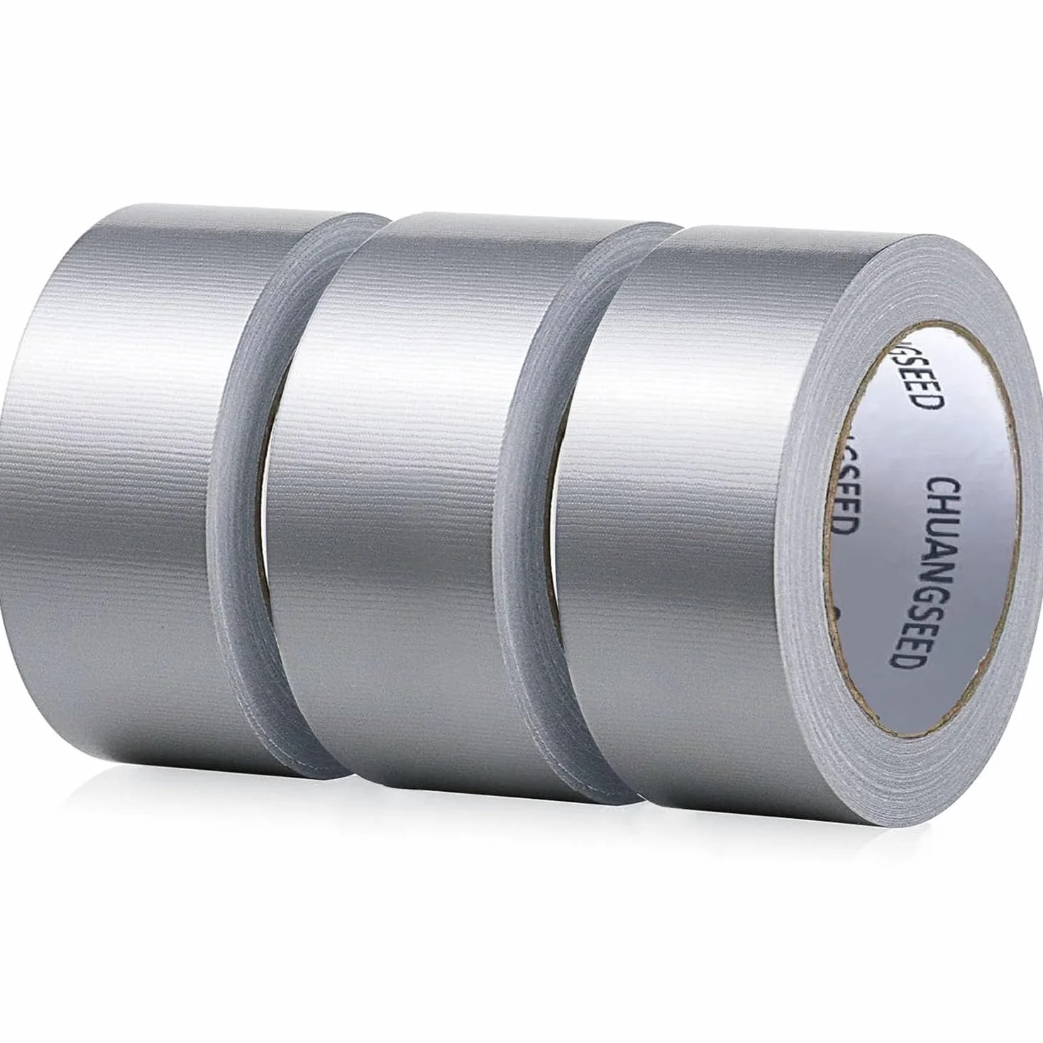 Lot de 3 rubans adhésifs en tissu argenté 50 mm x 27,4 m, ruban adhésif toilé gris ultra résistant, heavy duty duct tape