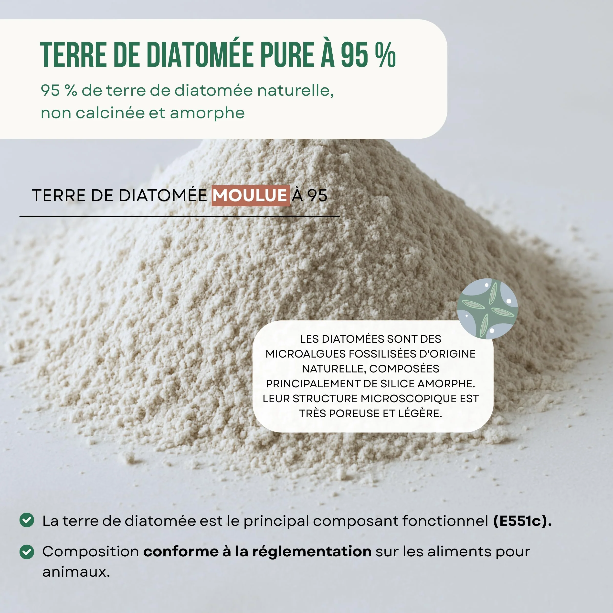 ECO Terre de Diatomée 25kg – Supplément minéral Non calcinée pour l'alimentation Animale