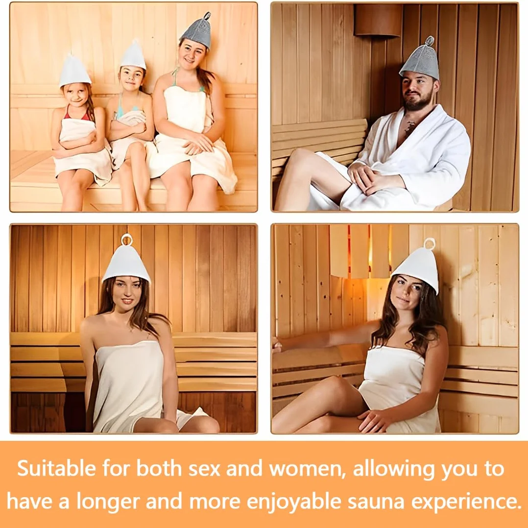 Bonnet De Sauna En Feutre 2 Pièces Pour Hommes Et Femmes Accessoires De Sauna Protection De Tête Respirante