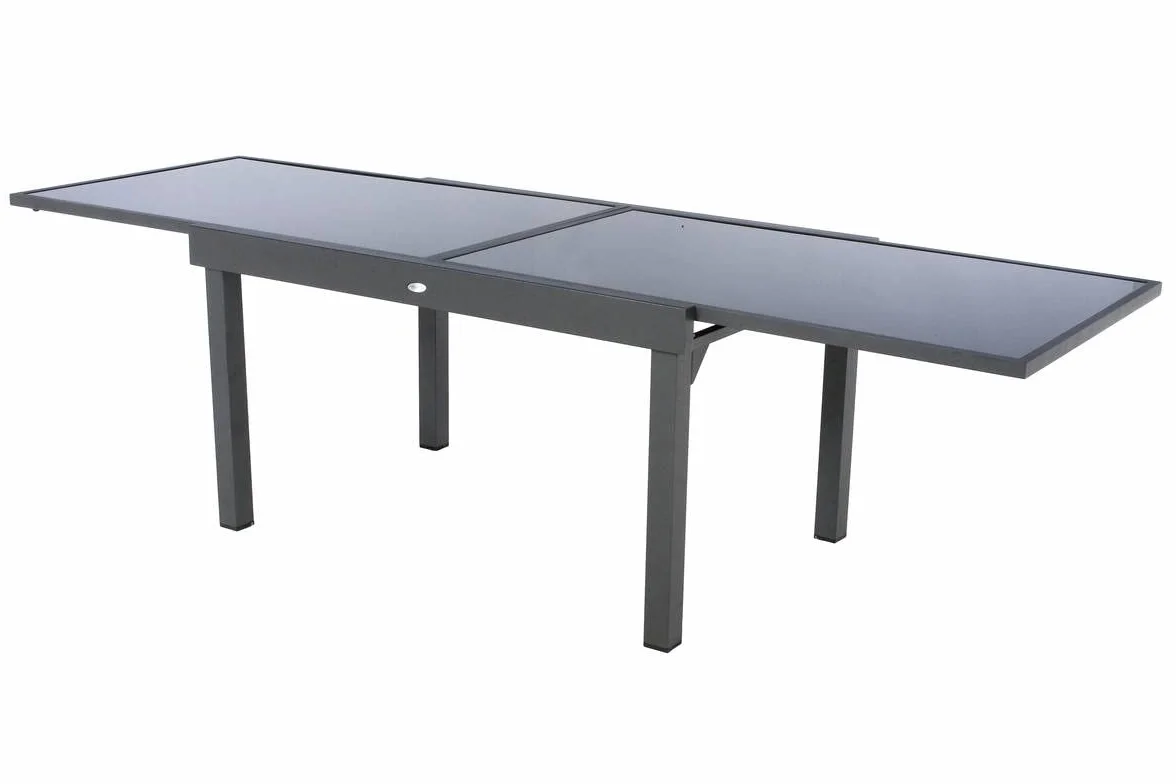 Hespéride Table de Jardin Extensible Piazza Gris Graphite 10 Places Aluminium Antirouille Verre Trempé