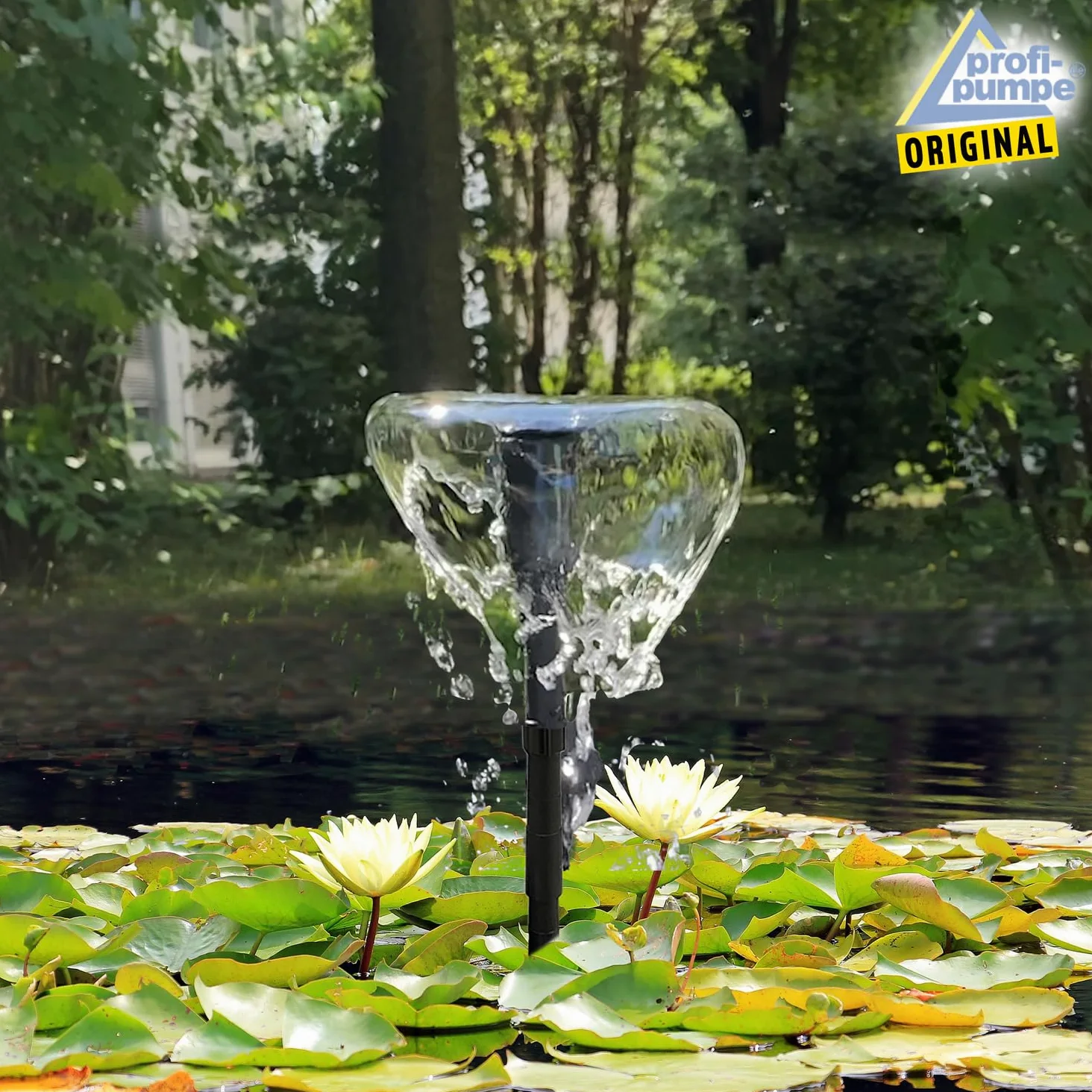 AMUR Kit Pompe Fontaine Solaire de Bassin avec Bac de Filtration UV Anti-Algues, Batterie Li-ion, Panneau Solaire Cadre Alu Robuste (Aqua-vital 9-uv-c)