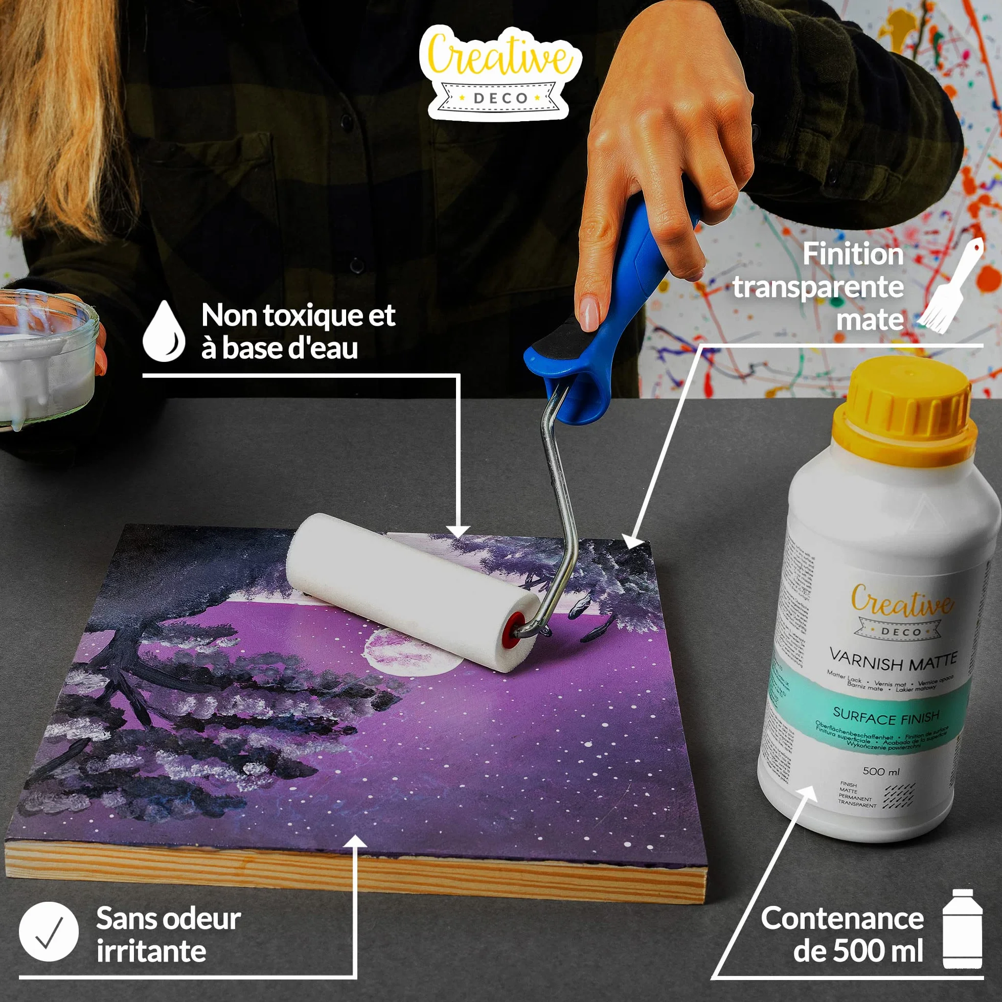 Peinture Acrylique Mat 500 ml Transparent Incolore Finition Protection Surface Anti-Tache Intérieur Extérieur