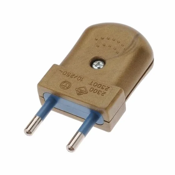 Fiche Électrique Mâle Plate 10A Compatible Câbles 2x0,75mm2 à 2x1mm2