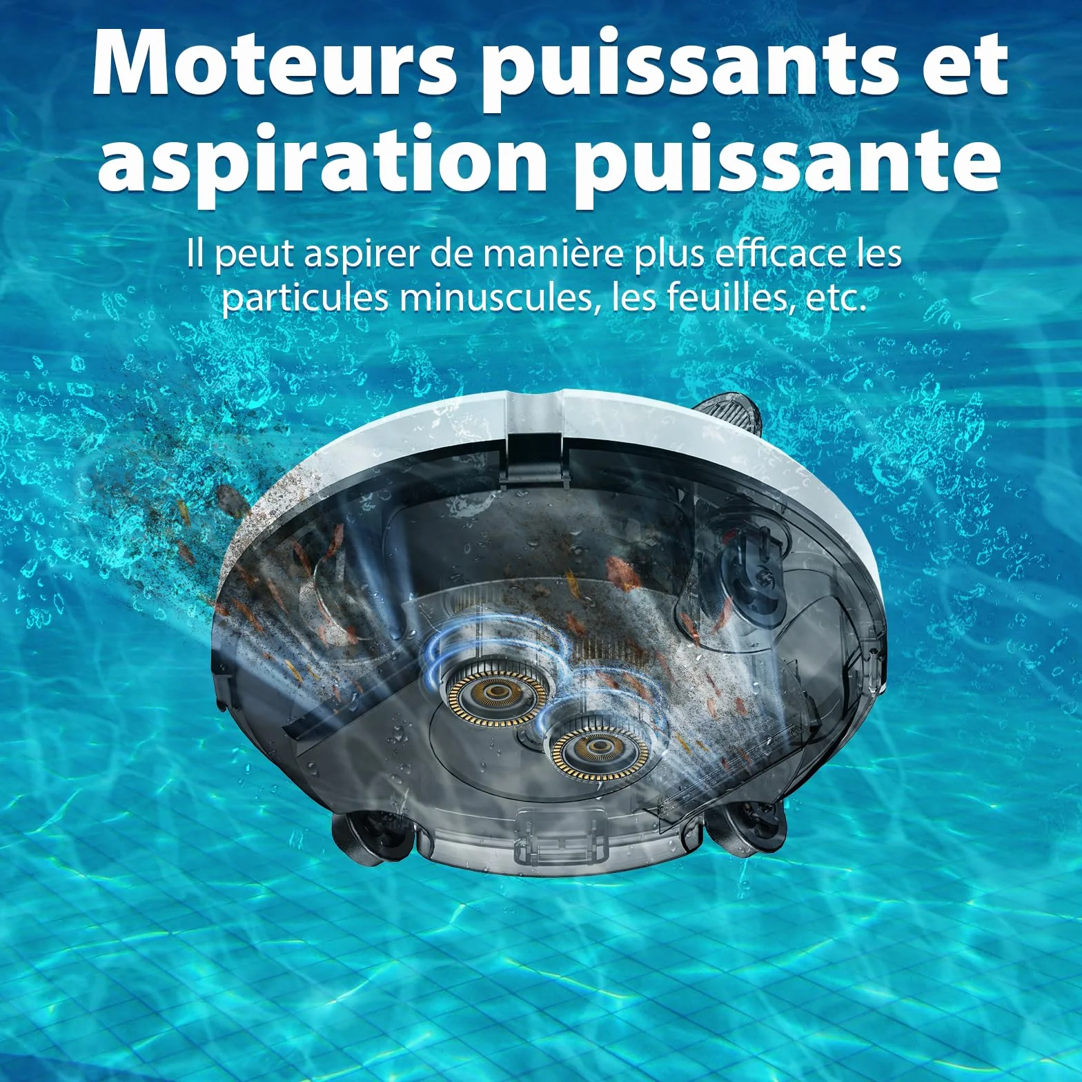 Redkey S100 Robot Piscine Sans Fil, 200Min Nettoyage Puissant 18° Pente, Aspirateur Piscine Hors Sol 120㎡