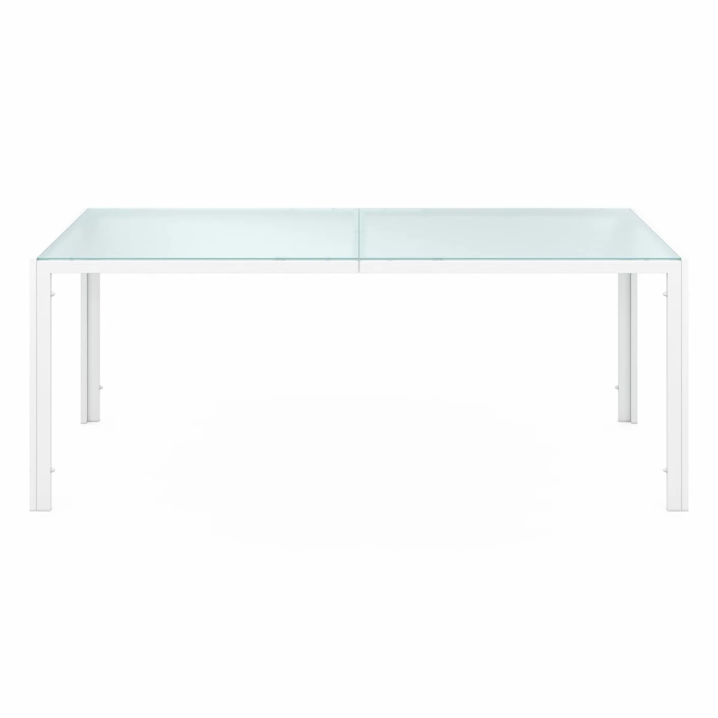 Salon de Jardin Madrid Table 190 cm 8 Chaises Empilables Blanc Beige